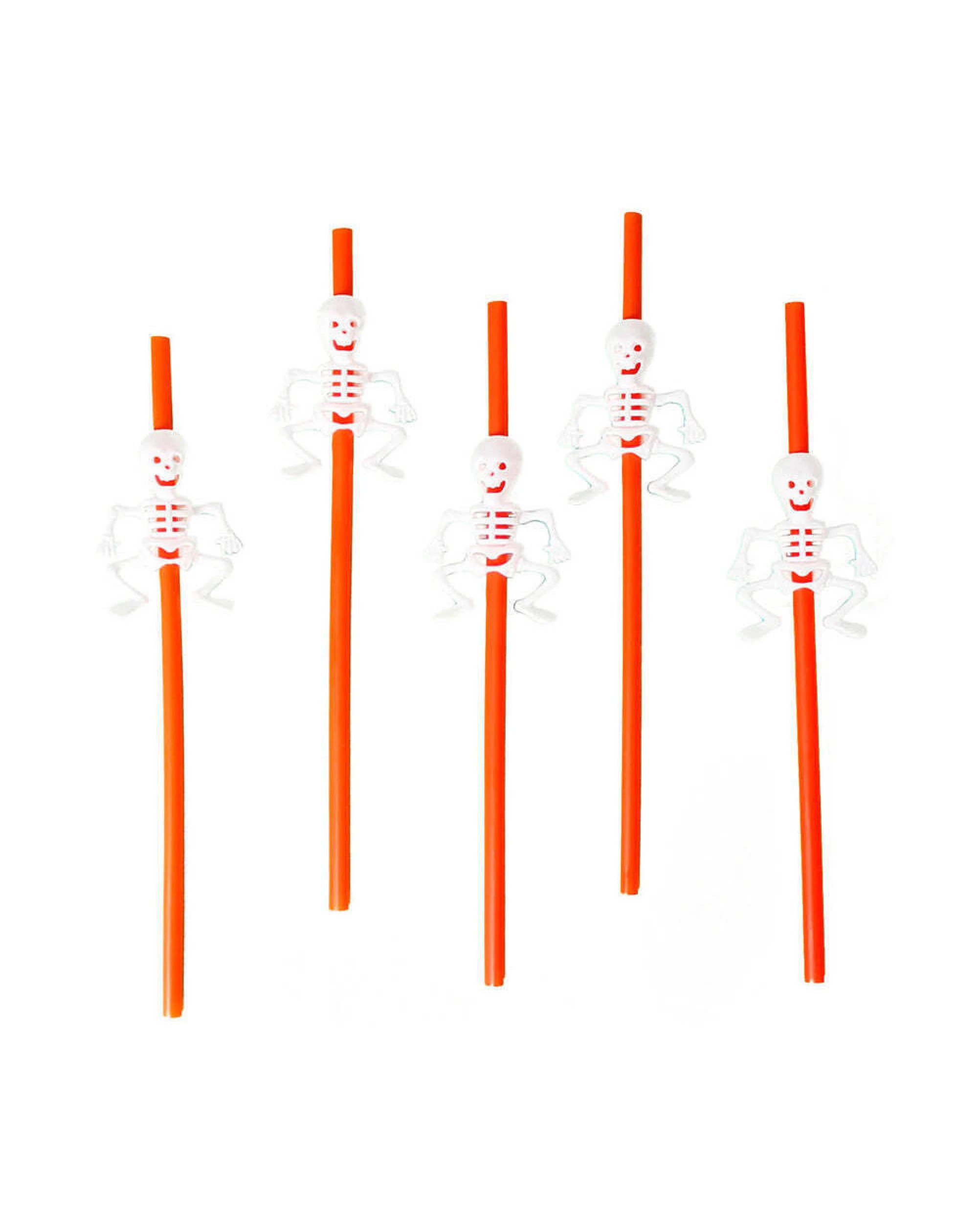 1 BR Costumes Halloween Party Drinking Straws with Pumpkin and Skeleton Designs, 1 of 2