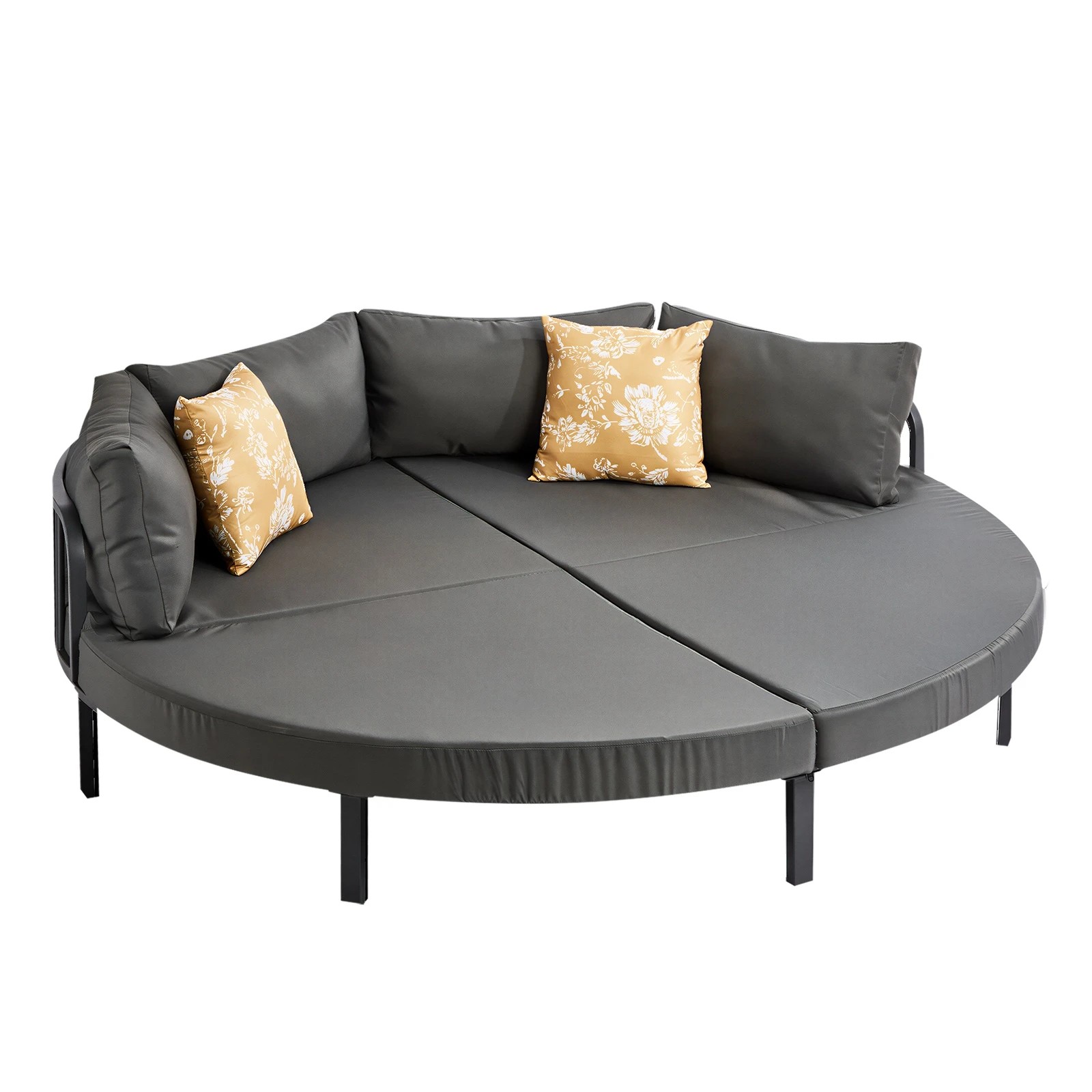 1 Livsip Outdoor Round Daybed Large Sun Lounge Sofa Bed - Grey, 1 of 10
