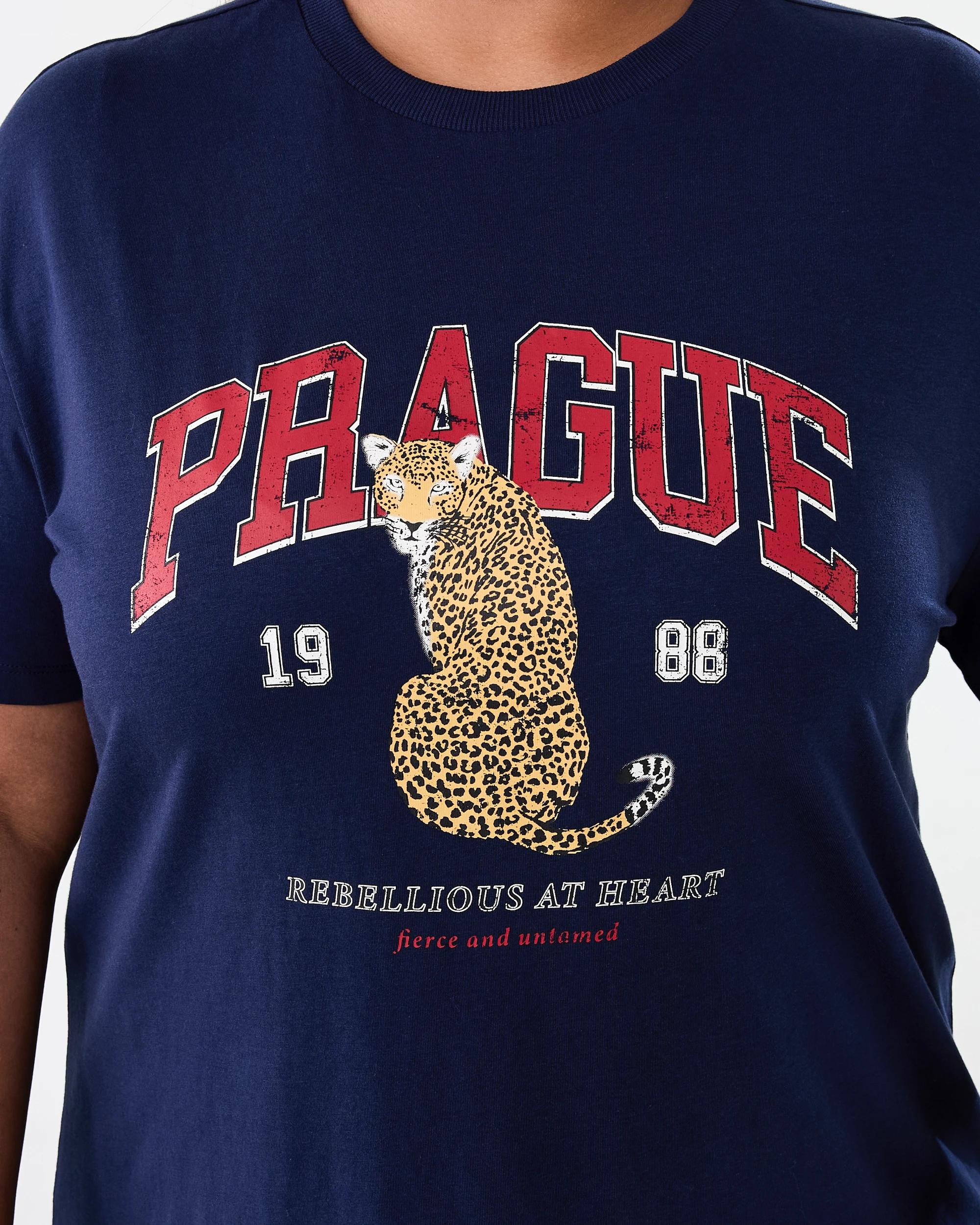 6 Curve Short Sleeve Boyfriend T-shirt Prague Nav, 6 of 6