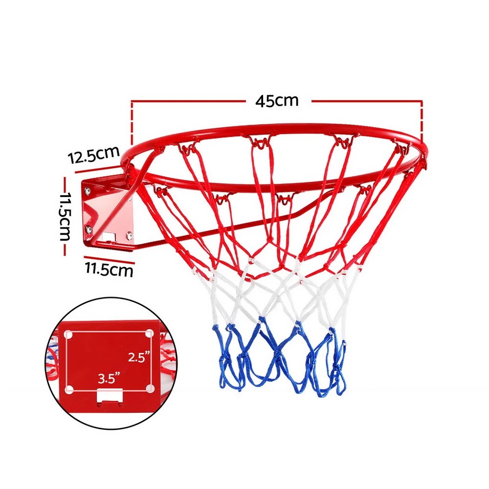 2 Everfit Basketball Ring Hoop Rim Goal Net 45CM - Red, 2 of 6