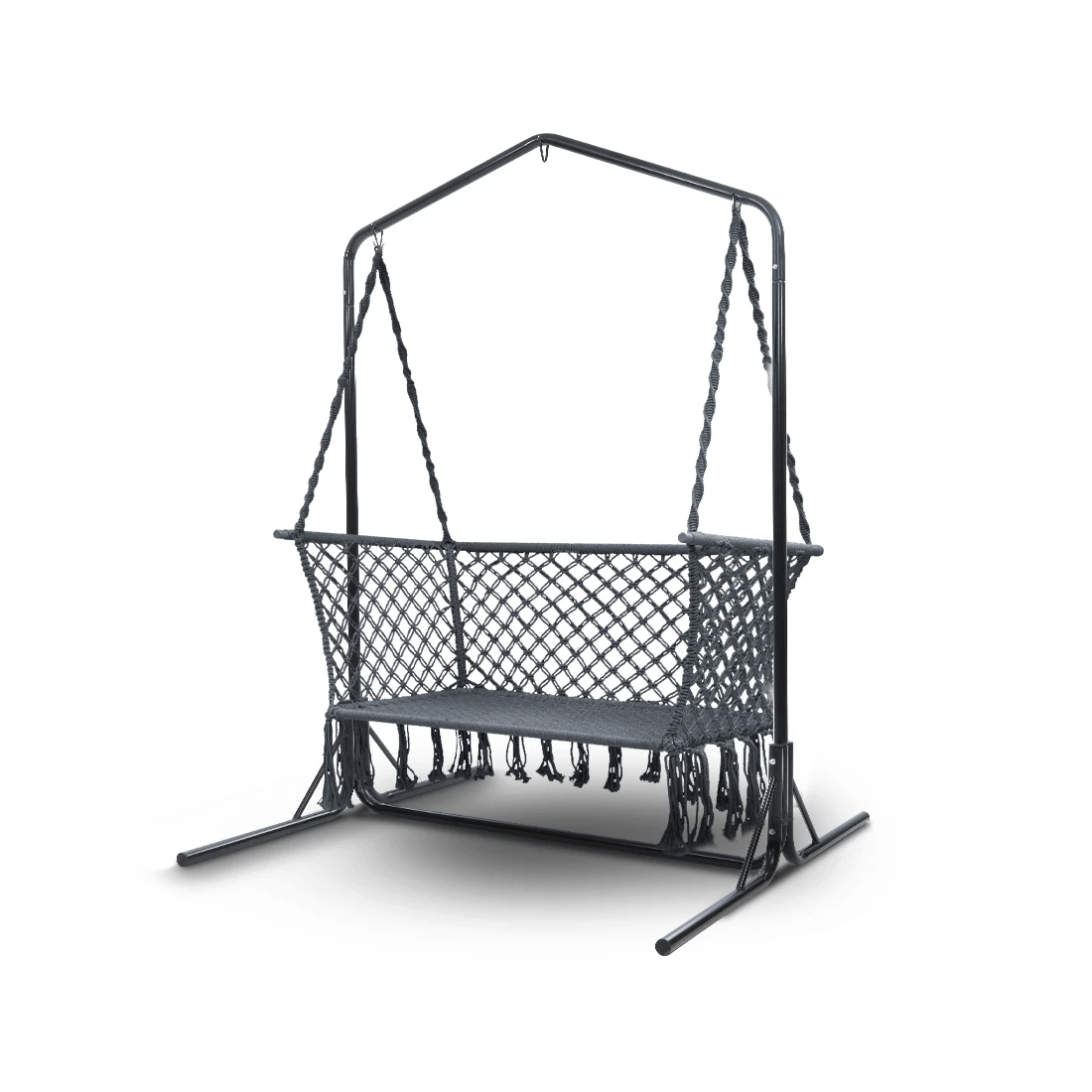 1 Gardeon Hammock Chair with Stand Macrame Outdoor Garden 2 Seater - Multi, 1 of 7