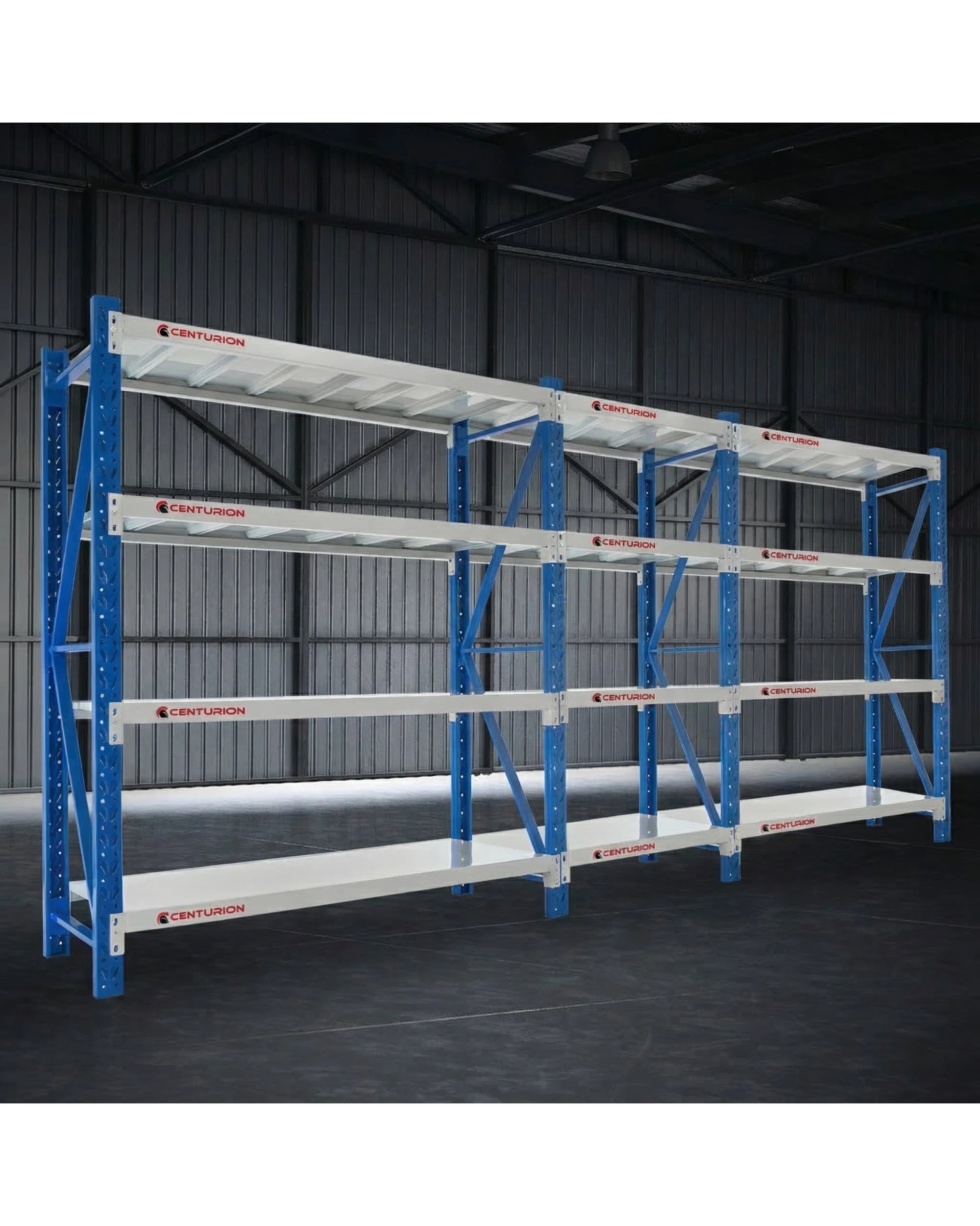 2 Centurion Standard Long Span Shelving 3 Bay 4.5M Wide 400KG Bay, 2 of 8