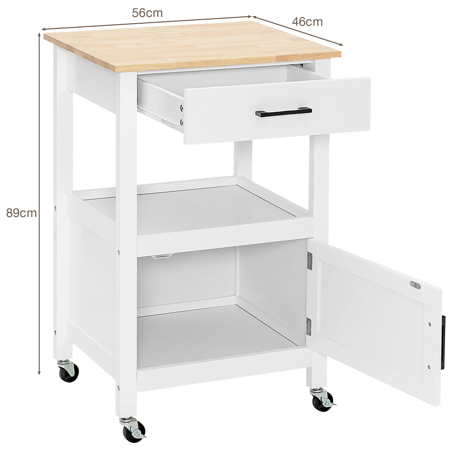 5 Costway Kitchen Island Trolley Cart White, 5 of 5