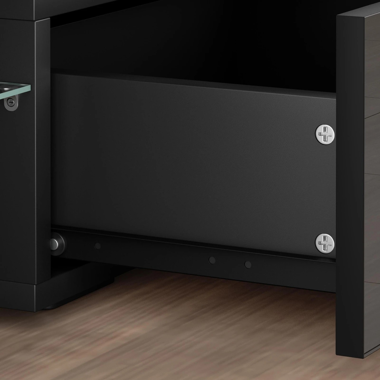 3 Alfordson Entertainment Unit 160cm TV Stand LED Light Storage Gloss - Black, 3 of 10