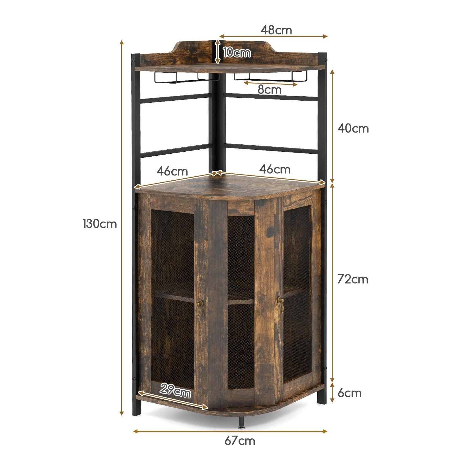 4 Costway Corner Buffet Bar Cabinet Brown, 4 of 5