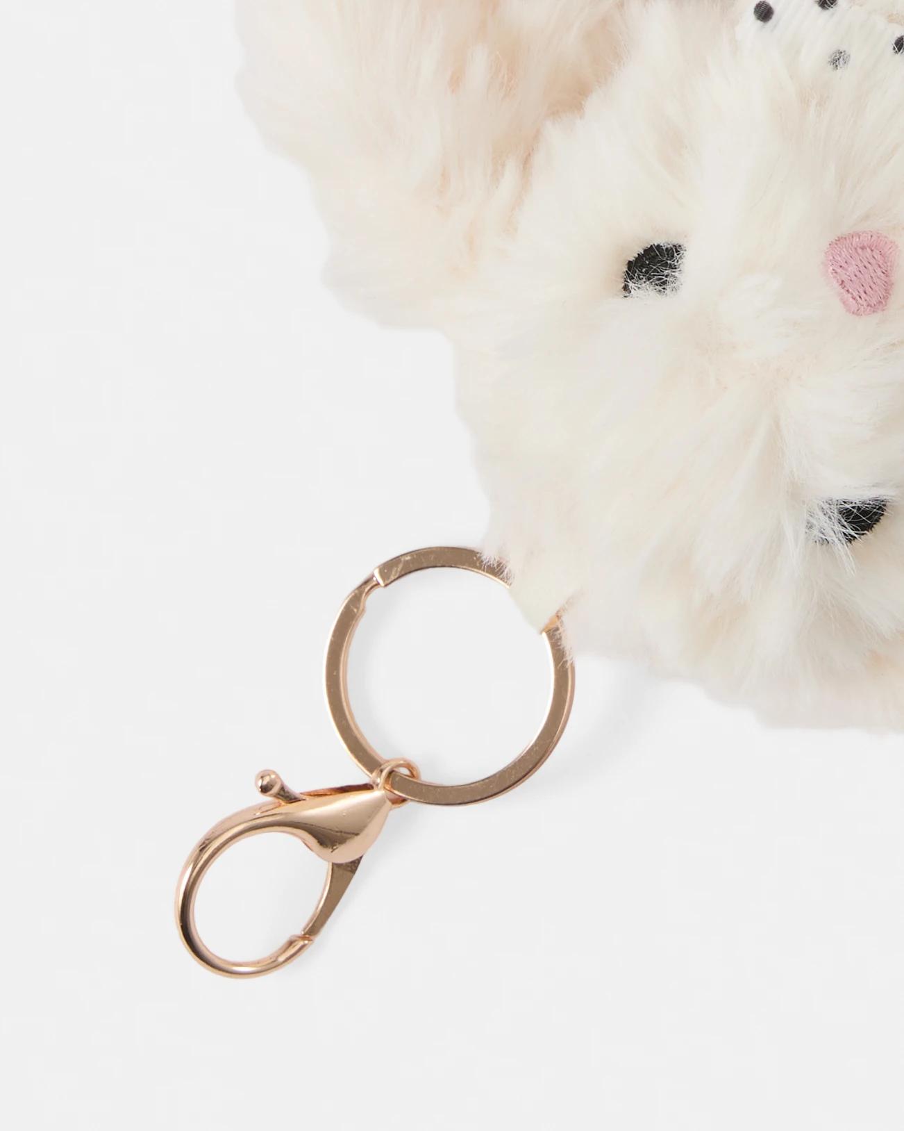 3 Fluffy Bunny Charm Keyring - White White2, 3 of 3