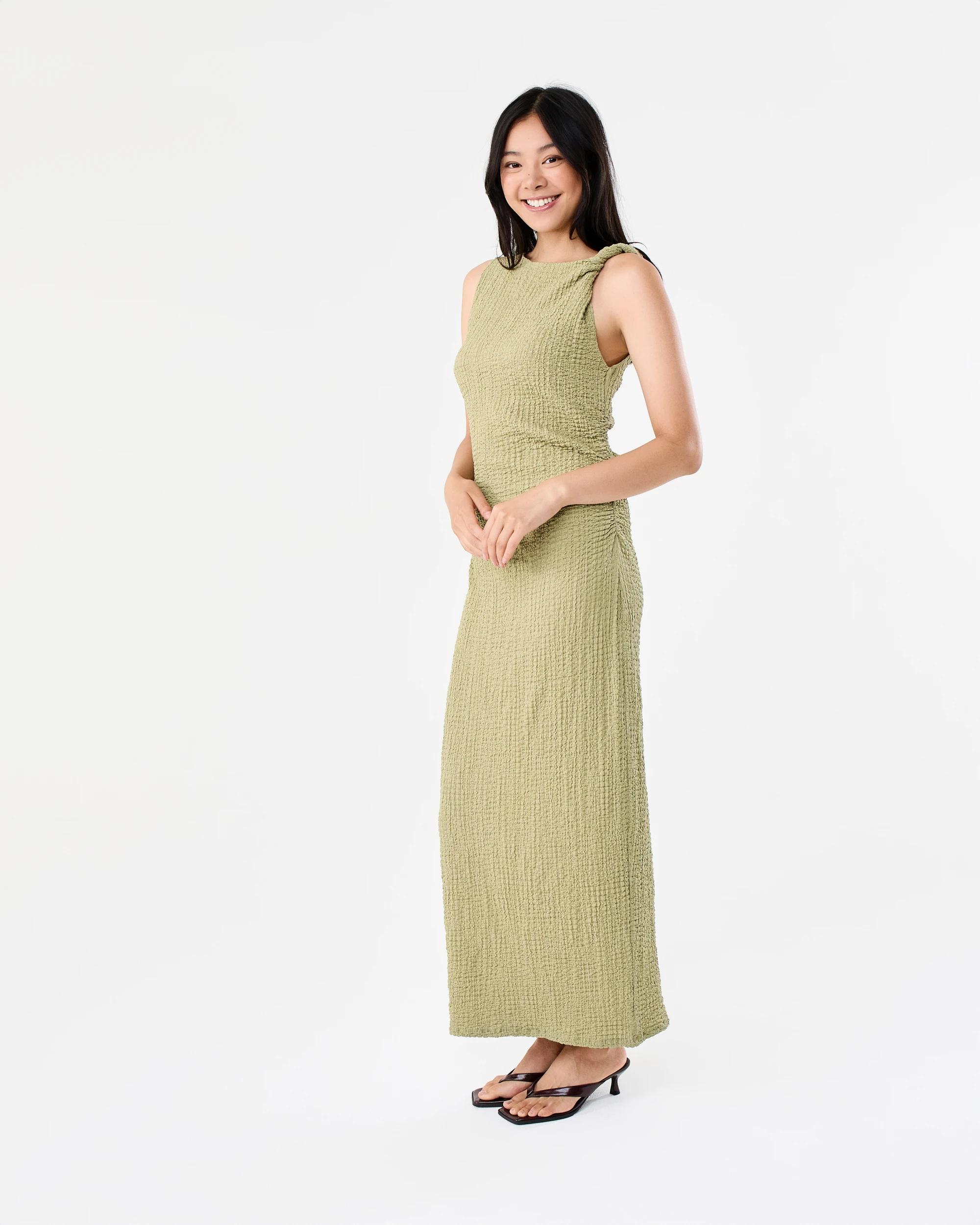 2 Sleeveless Textured Twist Midi Dress Urban Grn, 2 of 8