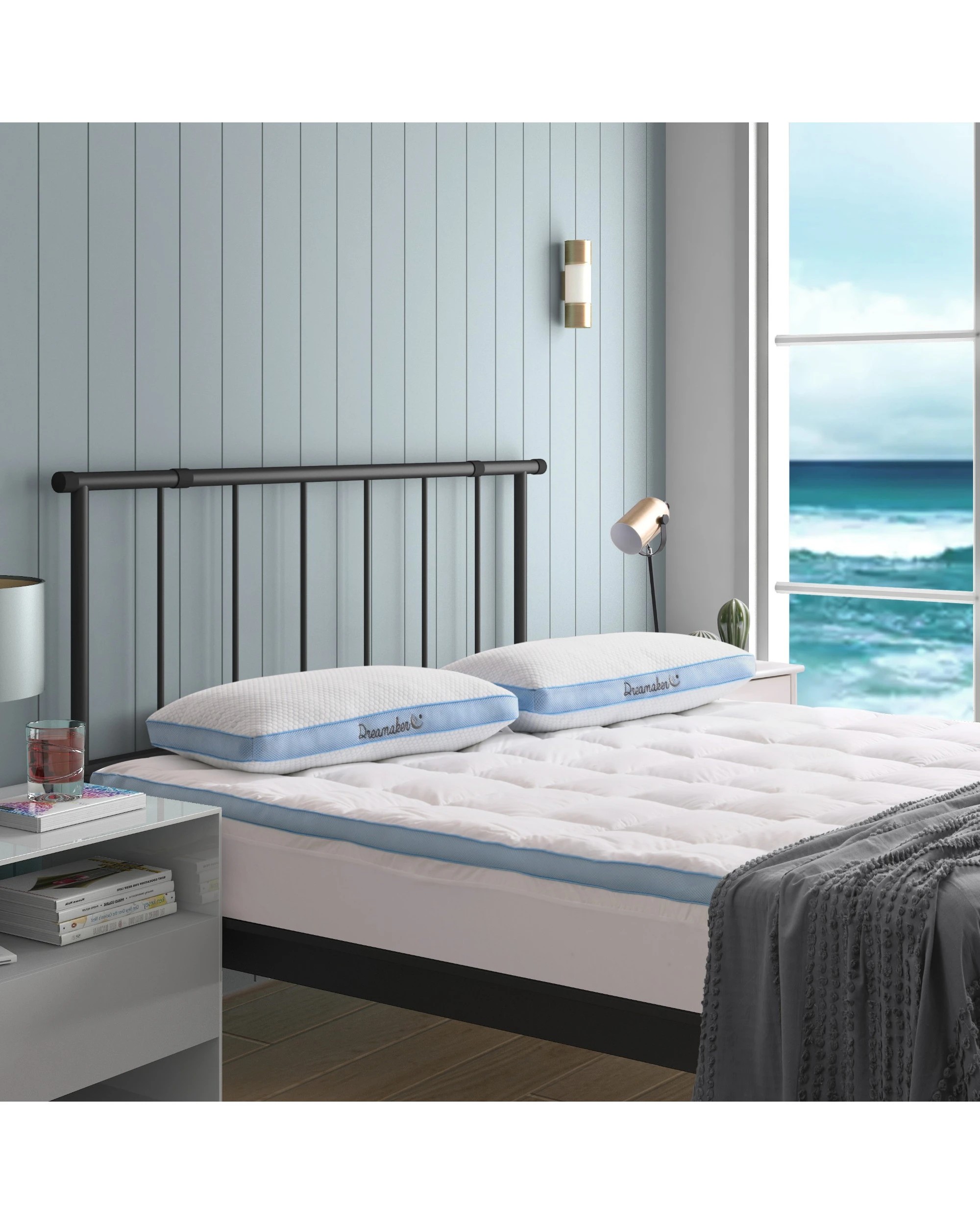 1 Dreamaker 800GSM Cool Breathe Memory Fibre Mattress Topper - Super King Bed - White, 1 of 4