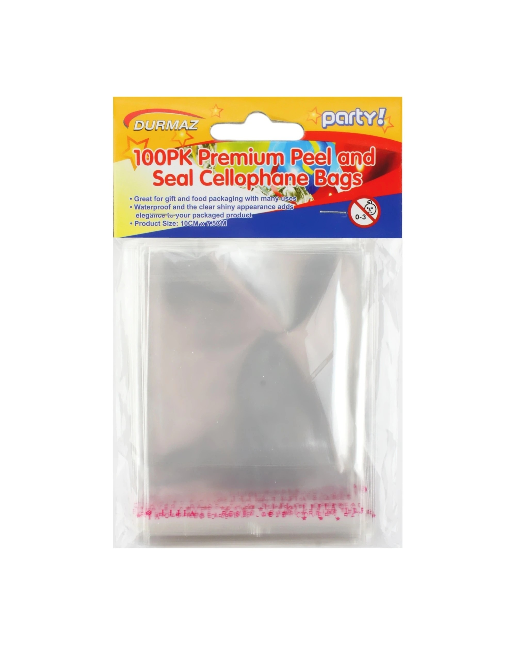 1 Durmaz Clear Peel and Seal Cello Bags 7.5cm x 10cm Pack of 100, 1 of 2
