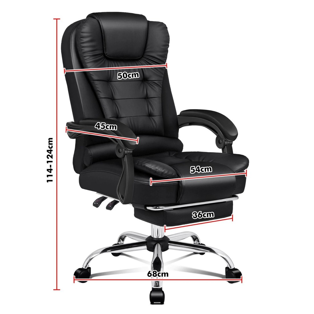 4 Alfordson Office Chair Gaming Executive Computer Racer Footrest PU Leather Seat - Black, 4 of 10