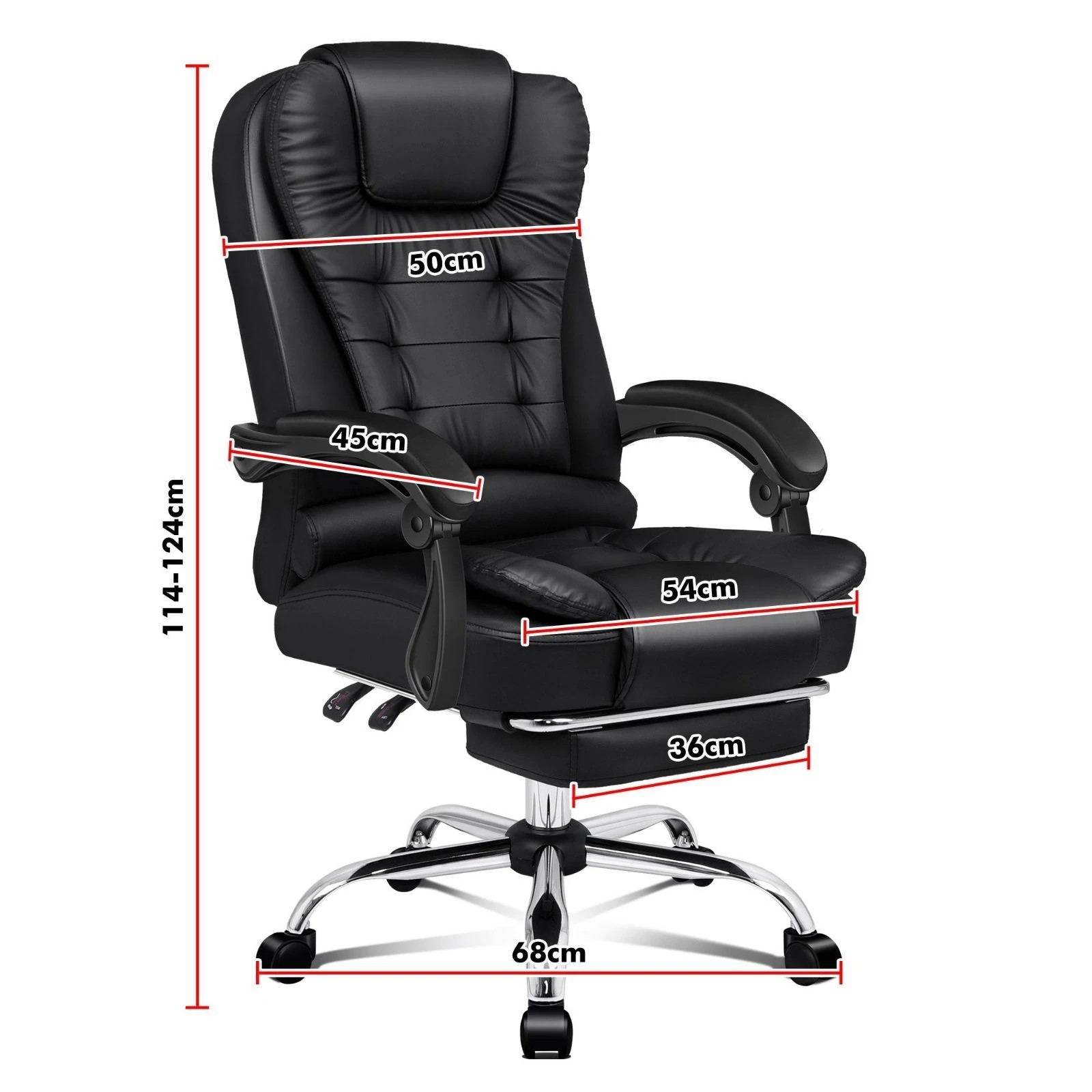 4 Alfordson Office Chair Gaming Executive Computer Racer Footrest PU Leather Seat - Black, 4 of 10