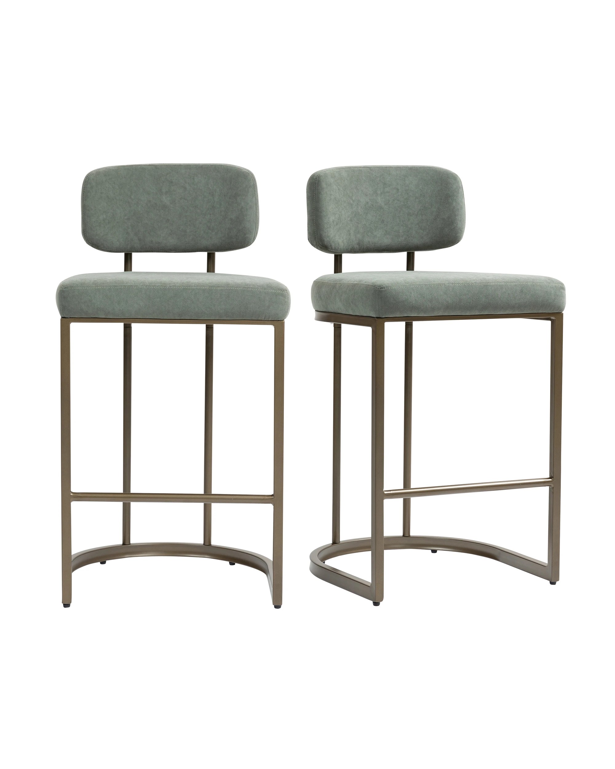 1 IHOMDEC Velvet Bar Stools with Metal Frame Set of 2 - Green - Green, 1 of 10