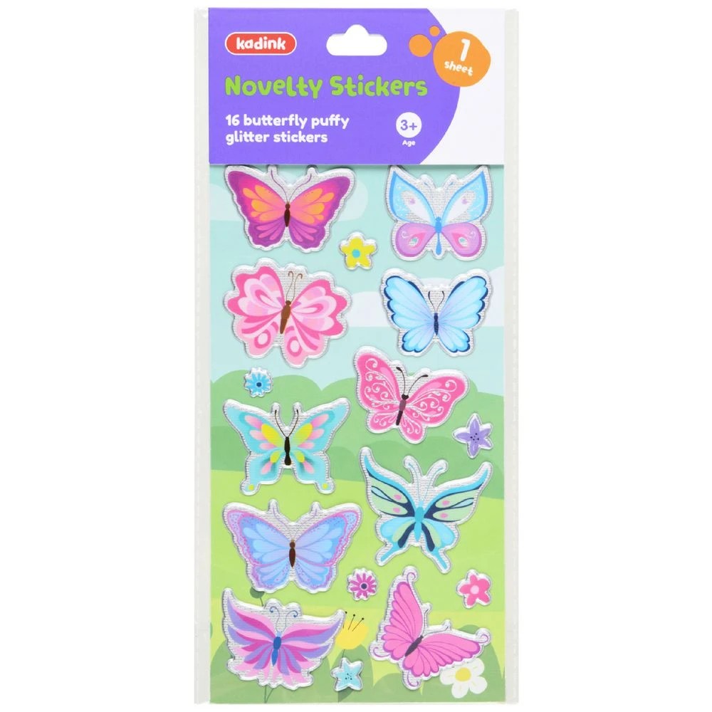1 Kadink Puffy Stickers 1 Sheet Glitter Butterfly, 1 of 1