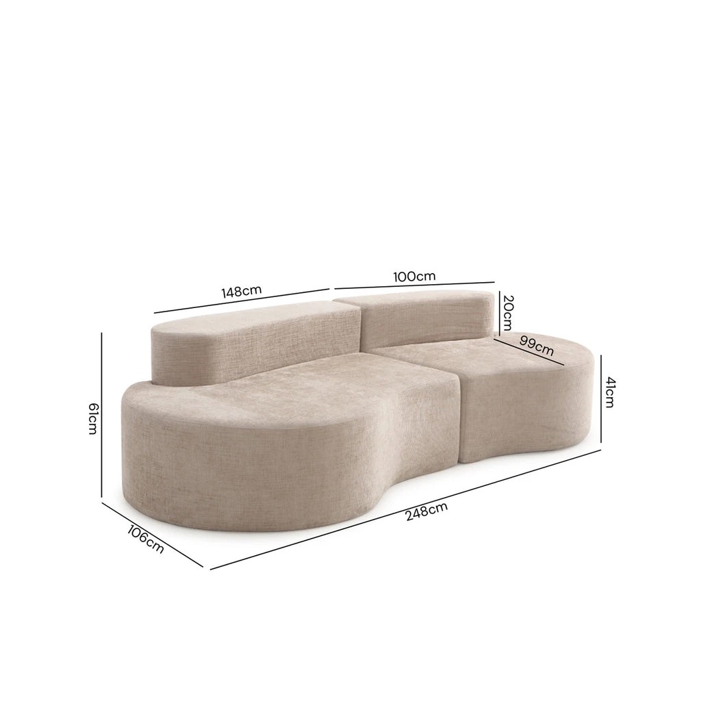 7 Zzz Atelier Arcadia Curve 3 Seater Foam Lounge Sofa - Beige, 7 of 7