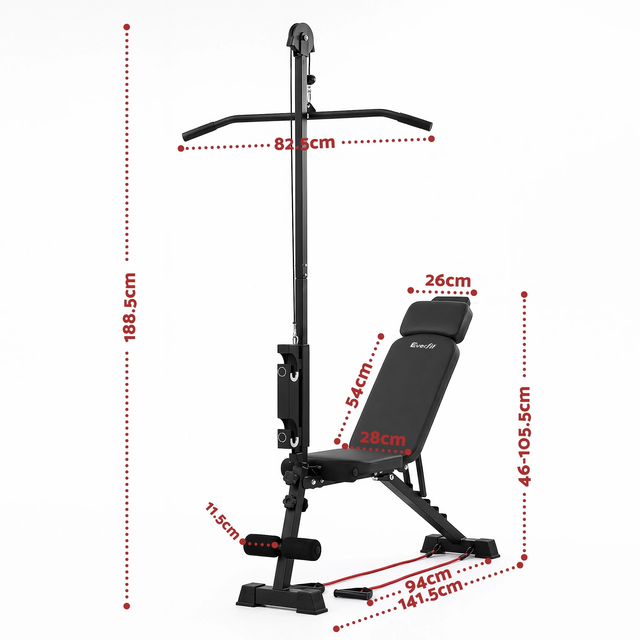 3 Everfit Adjustable Weight Bench Foldable Multi-Function Weight Bench - Black, 3 of 8