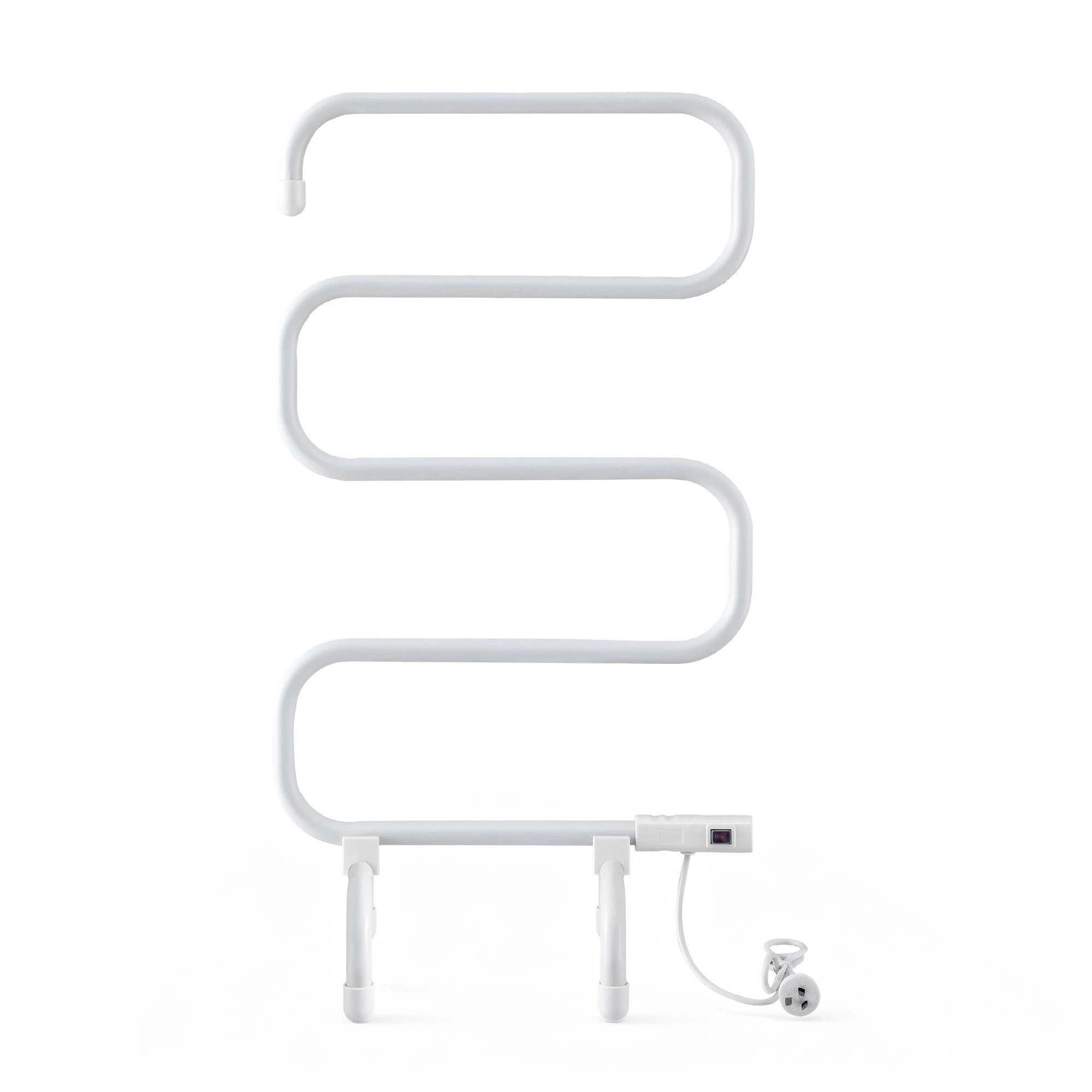 1 Devanti Heated Towel Rail Freestanding Wall Mounted S-Shape Electric Warmer Rack - White, 1 of 7