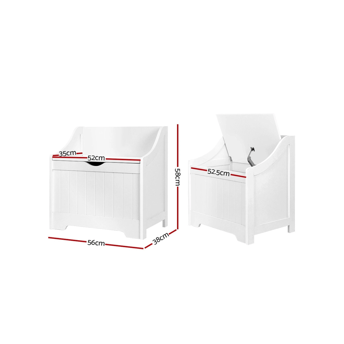 2 Keezi Kids Toy Box Chest Children Storage Clothes Toys Organiser Square
 - white, 2 of 3