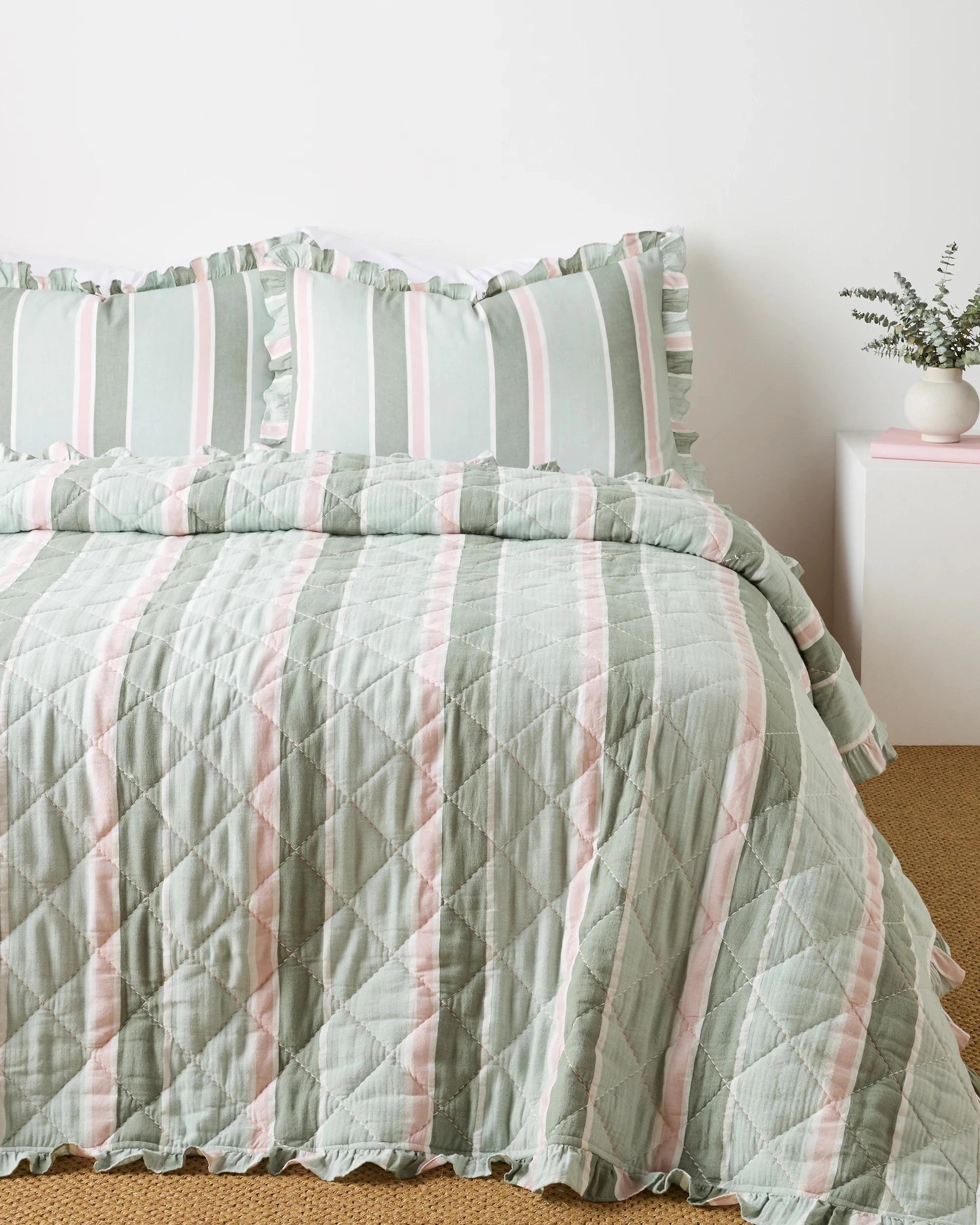 1 Target Aubrey Ruffle Coverlet Set - Queen Bed - Green, 1 of 3