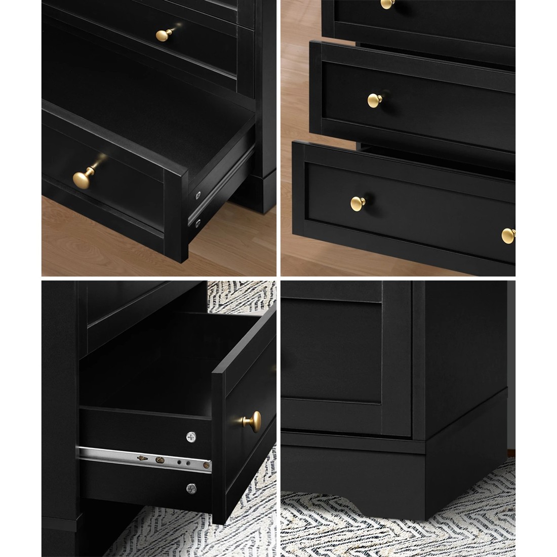 4 Oikiture 5 Chest Of Drawers Tallboy Dresser Table Storage Cabinet
 - Black, 4 of 10