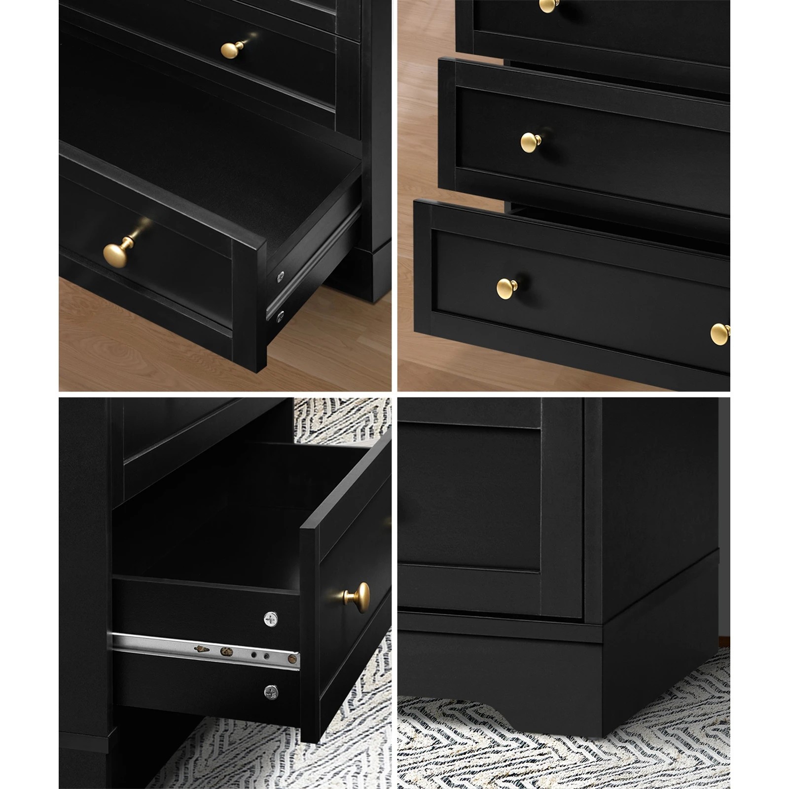4 Oikiture 5 Chest Of Drawers Tallboy Dresser Table Storage Cabinet
 - Black, 4 of 10