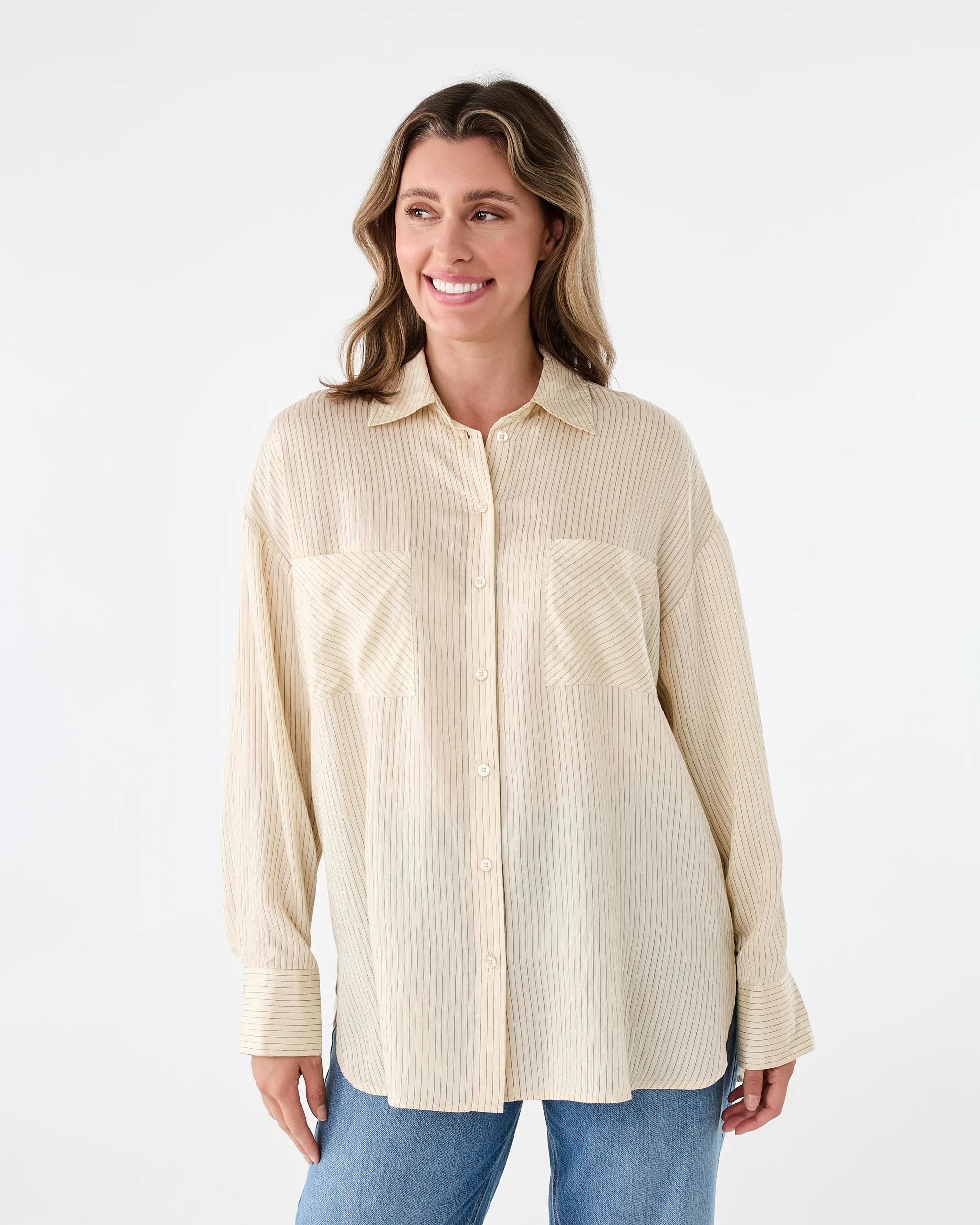1 Long Sleeve Stripe Shirt Strp Crepe, 1 of 9
