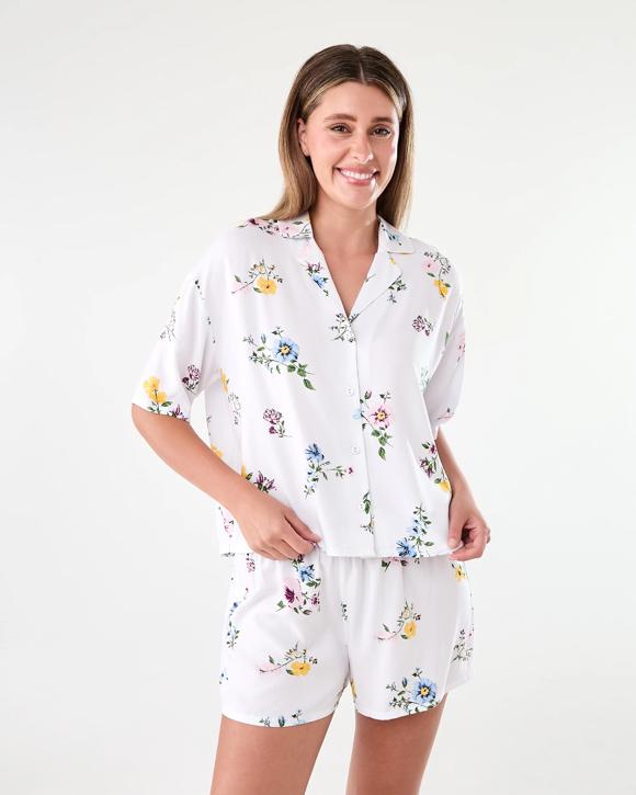 Viscose Woven Short Sleeve and Shorts Pyjama Set