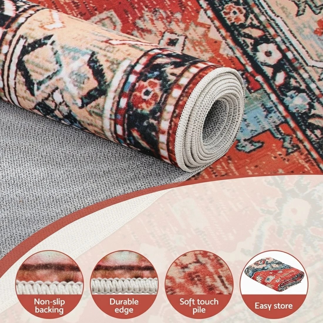 4 Artiss Floor Rug 160X230cm Large Washable Area Rug Modern Living Room Carpet - Red, 4 of 9