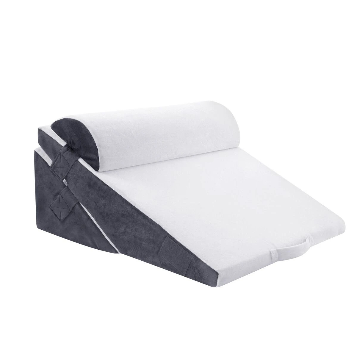 1 LUXDREAM 3 Piece Bed Wedge Pillow Set Neck Back Support Reading Sleeping Velvet Fabric Backrest Leg Elevation Cushion, 1 of 3