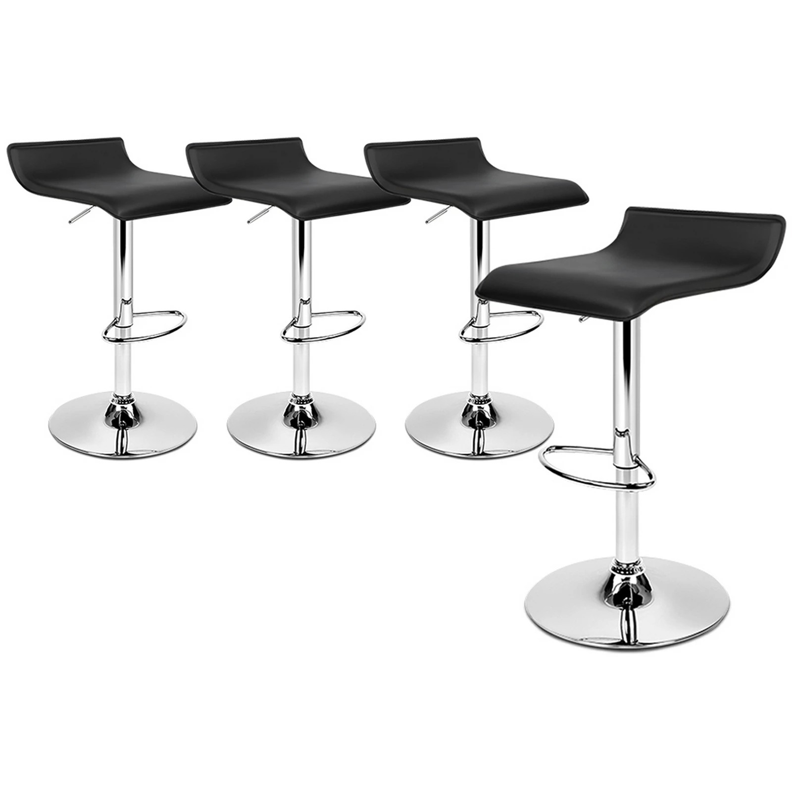 1 Alfordson 4x Bar Stools Saxton Kitchen Swivel Chair Leather Gas Lift - Black, 1 of 8