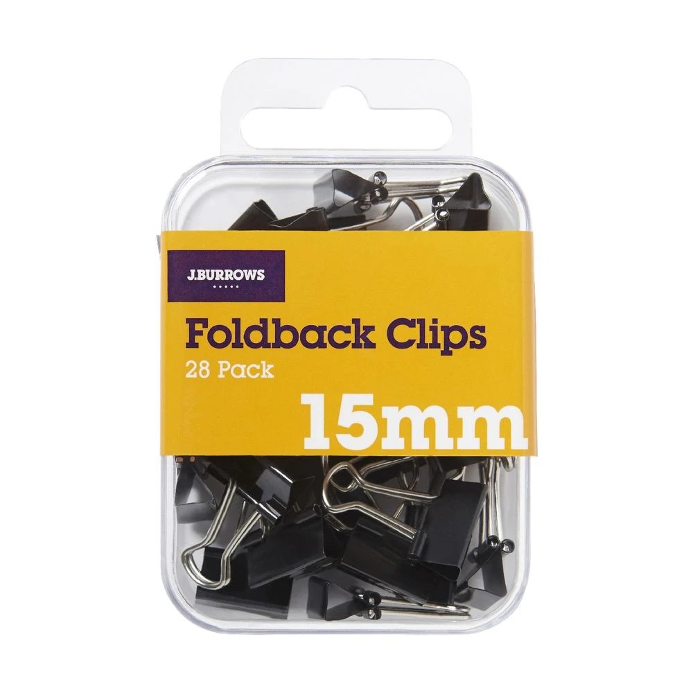 3 J.Burrows 15mm Foldback Clips 28 Pack, 3 of 3