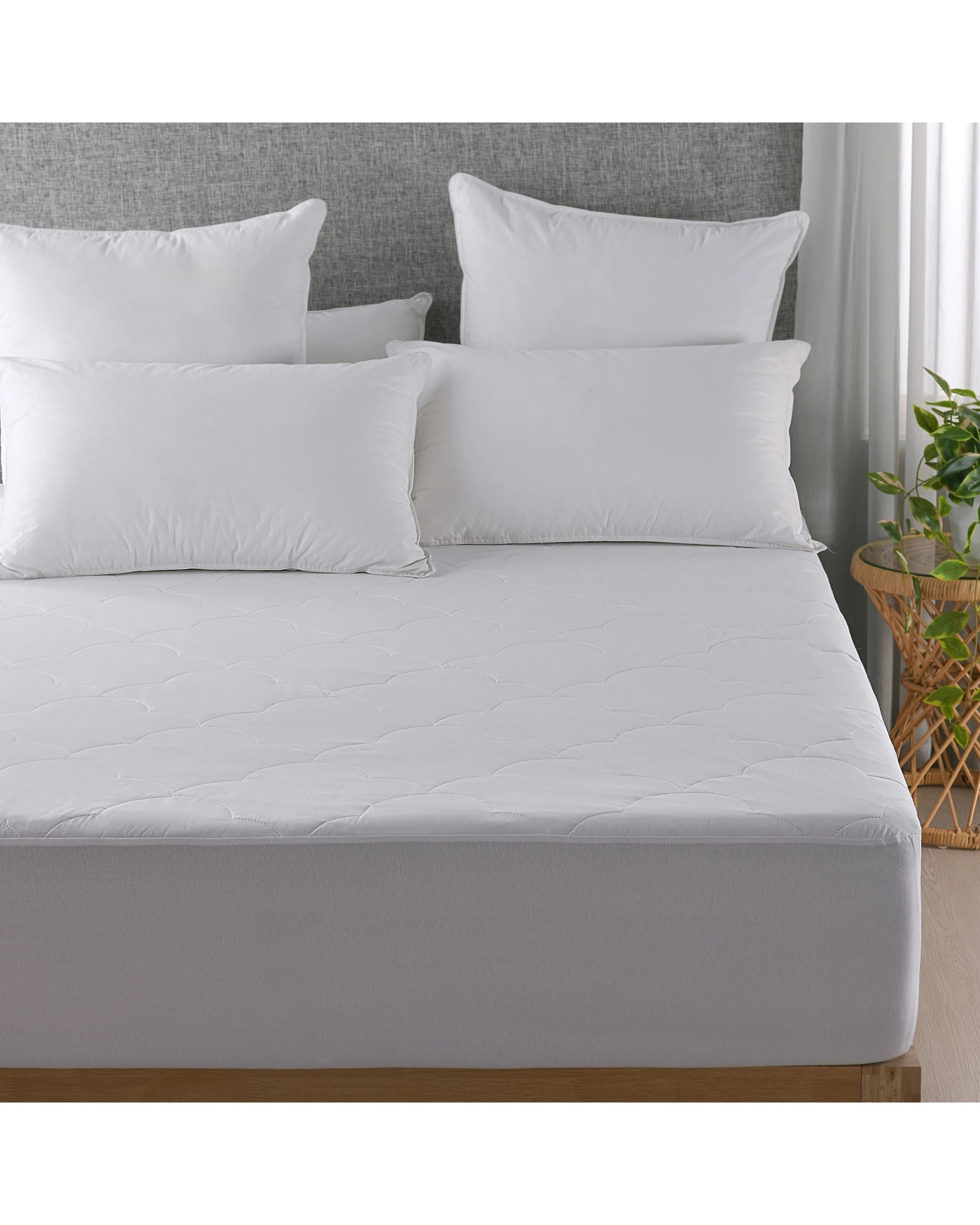 1 Dreamaker Quilted Cotton Filled Mattress Protector - Single Bed - White, 1 of 5