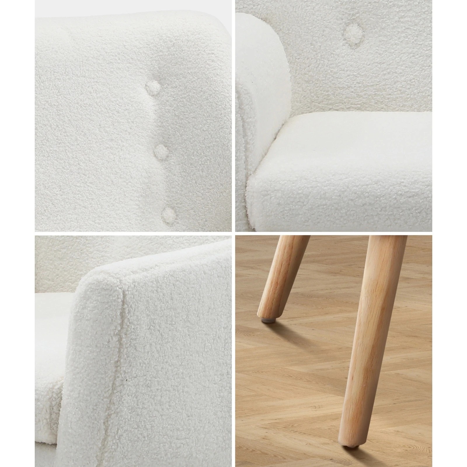 6 Oikiture 2x Armchair Lounge Chair Sherpa Accent Armchairs Tub Chairs Sofa - White, 6 of 10