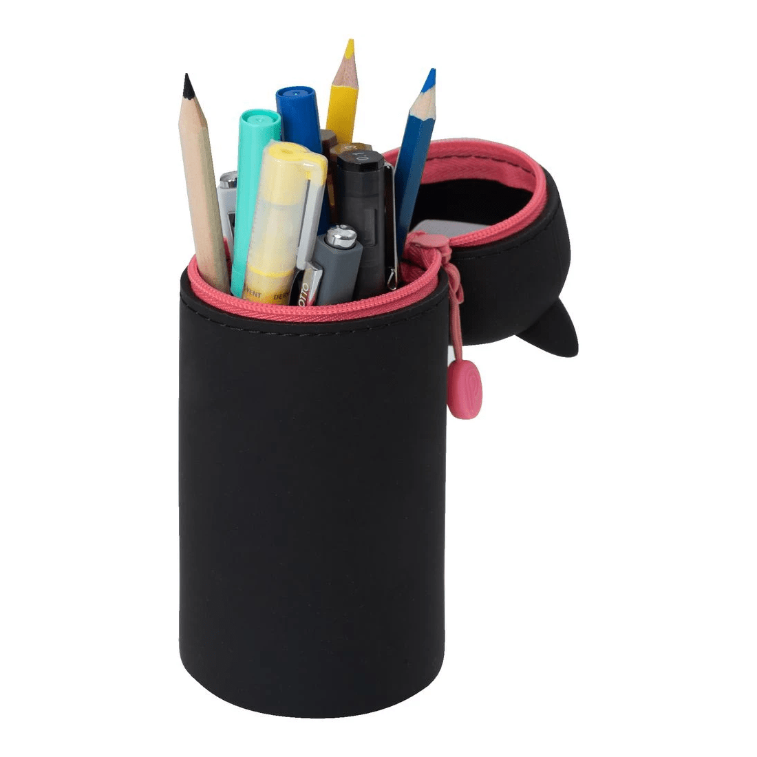 2 PuniLabo Single Zip Stand Up Silicone Pencil Case Black Cat, 2 of 4