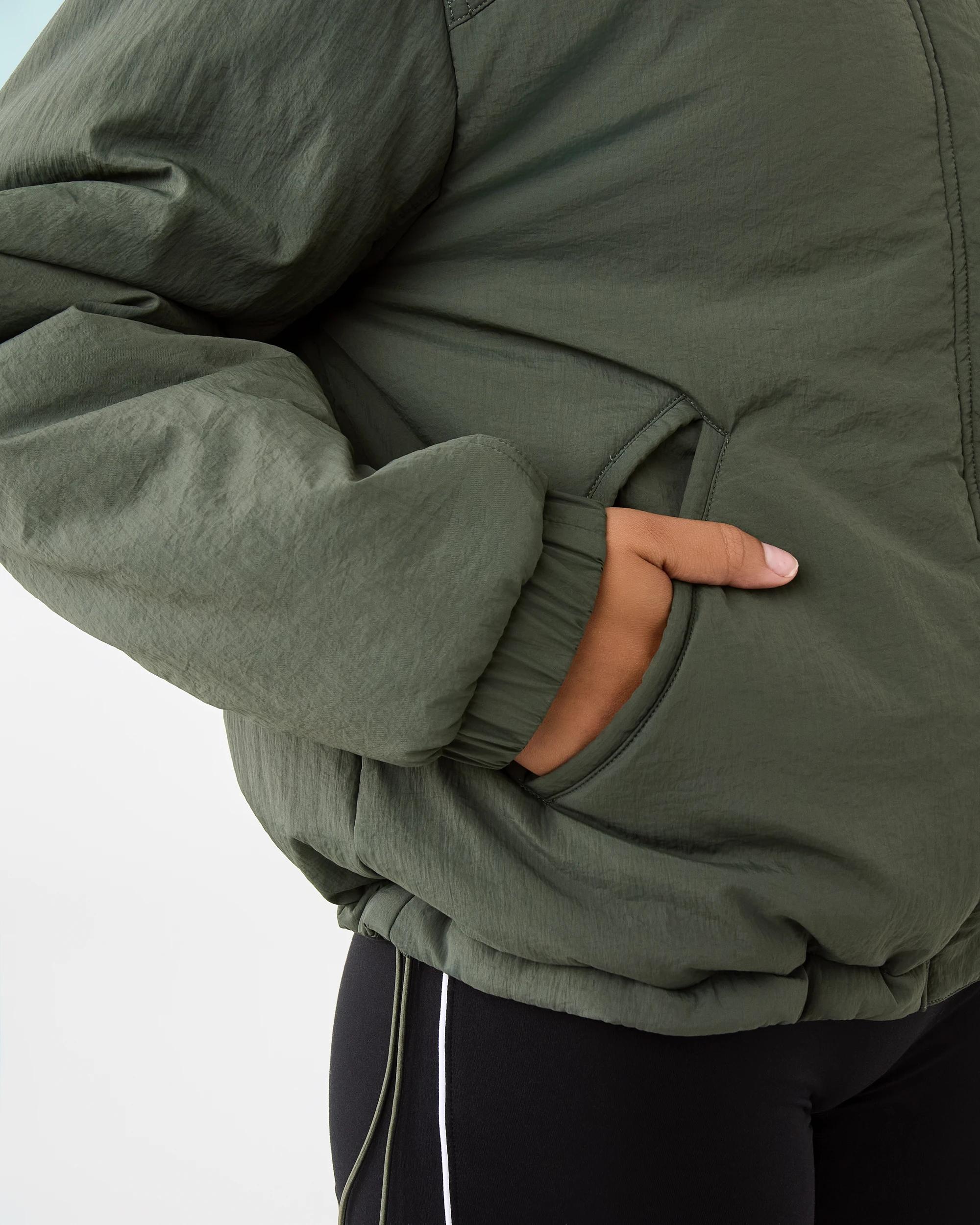 8 Active Womens Zip Through Sports Bomber Jacket Cargo Grn, 8 of 10