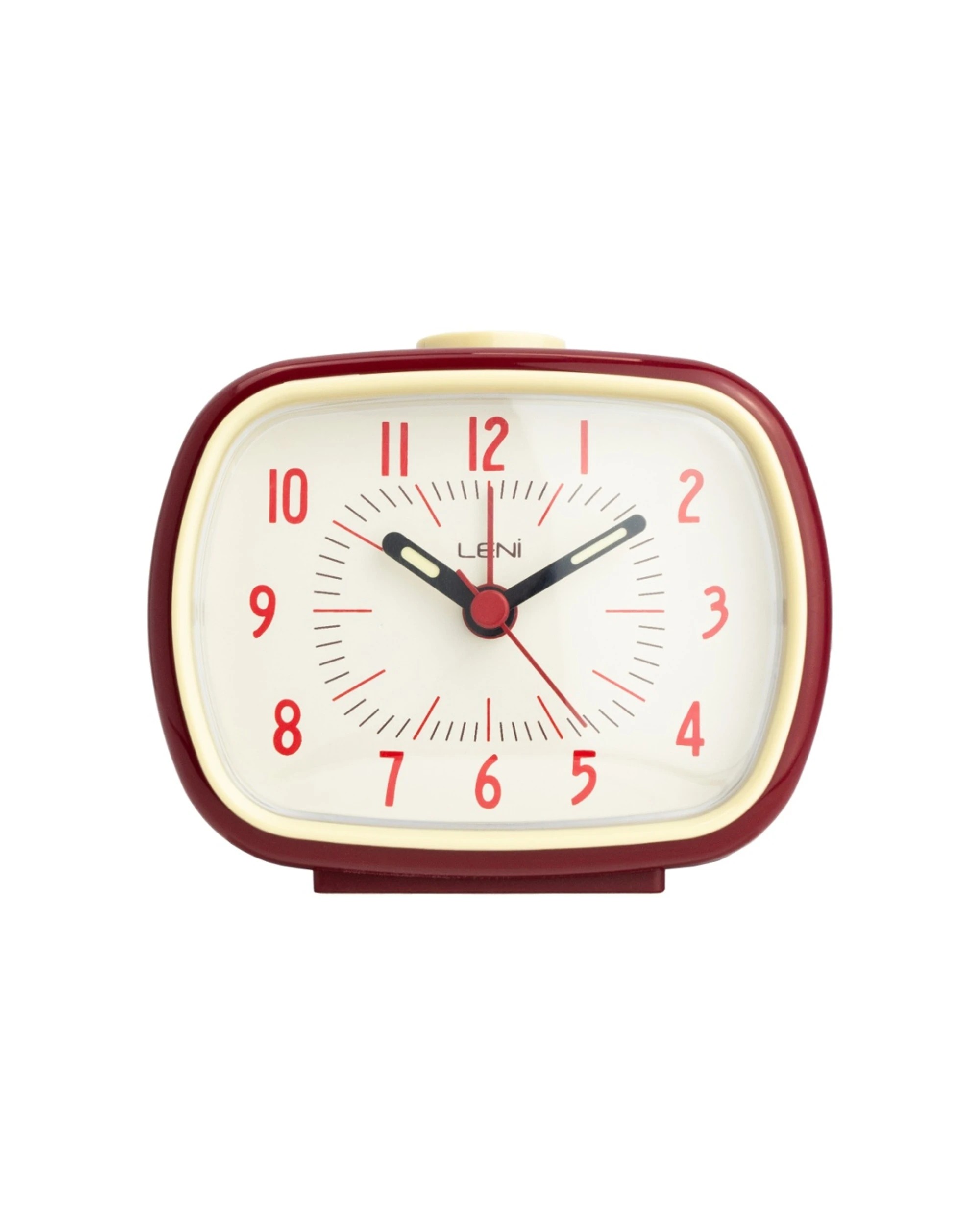 1 Leni Retro 9cm Alarm Clock Luminescent Hands Audible Beep-Beep Alarm - Red, 1 of 8
