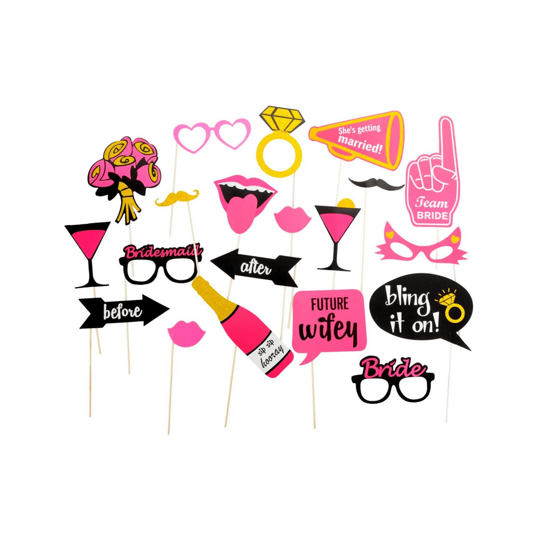 2 Br Costumes 20x Bride To Be Photo Booth Props Hens Bridal Party Bachelorette Selfie, 2 of 2