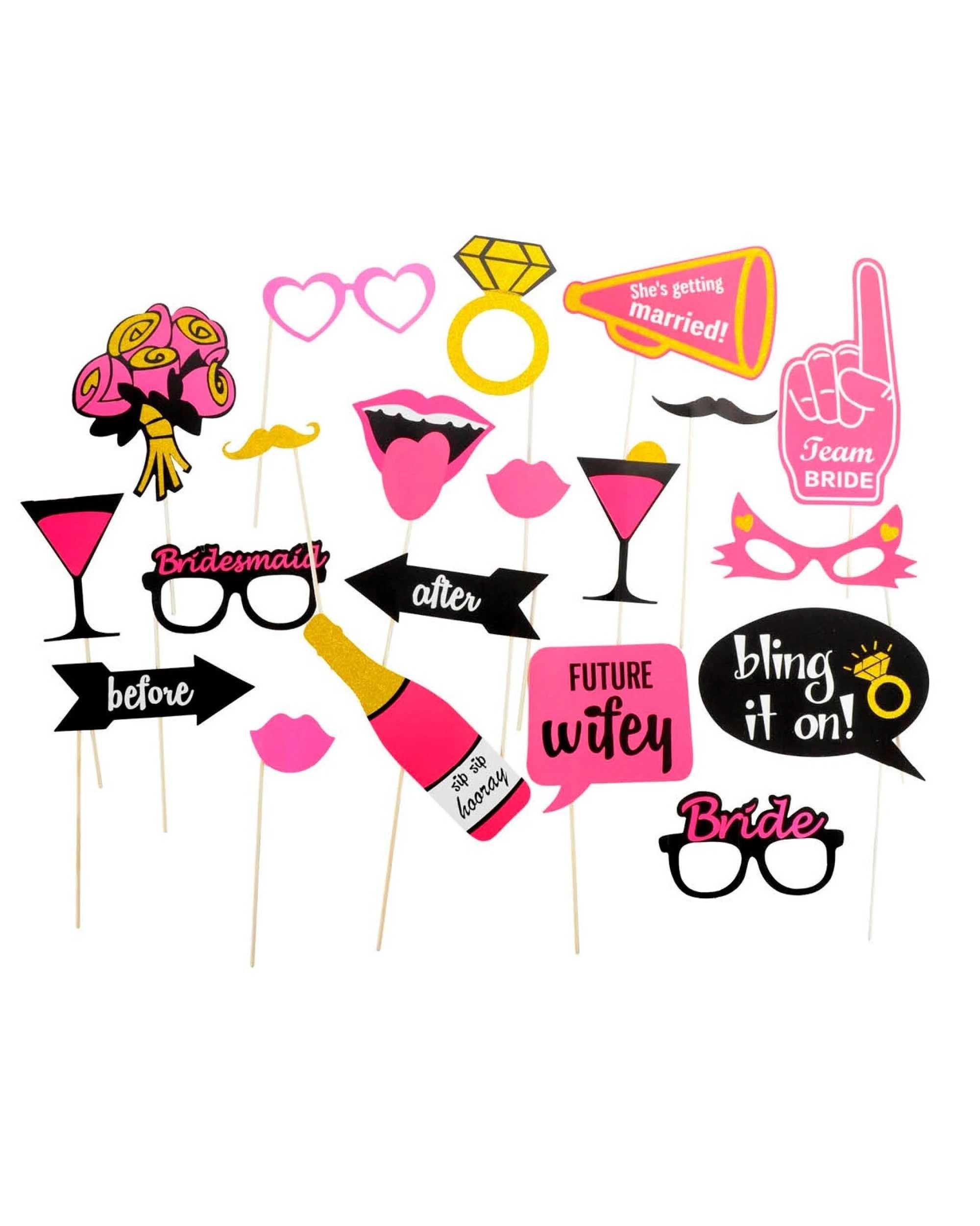 2 Br Costumes 20x Bride To Be Photo Booth Props Hens Bridal Party Bachelorette Selfie, 2 of 2