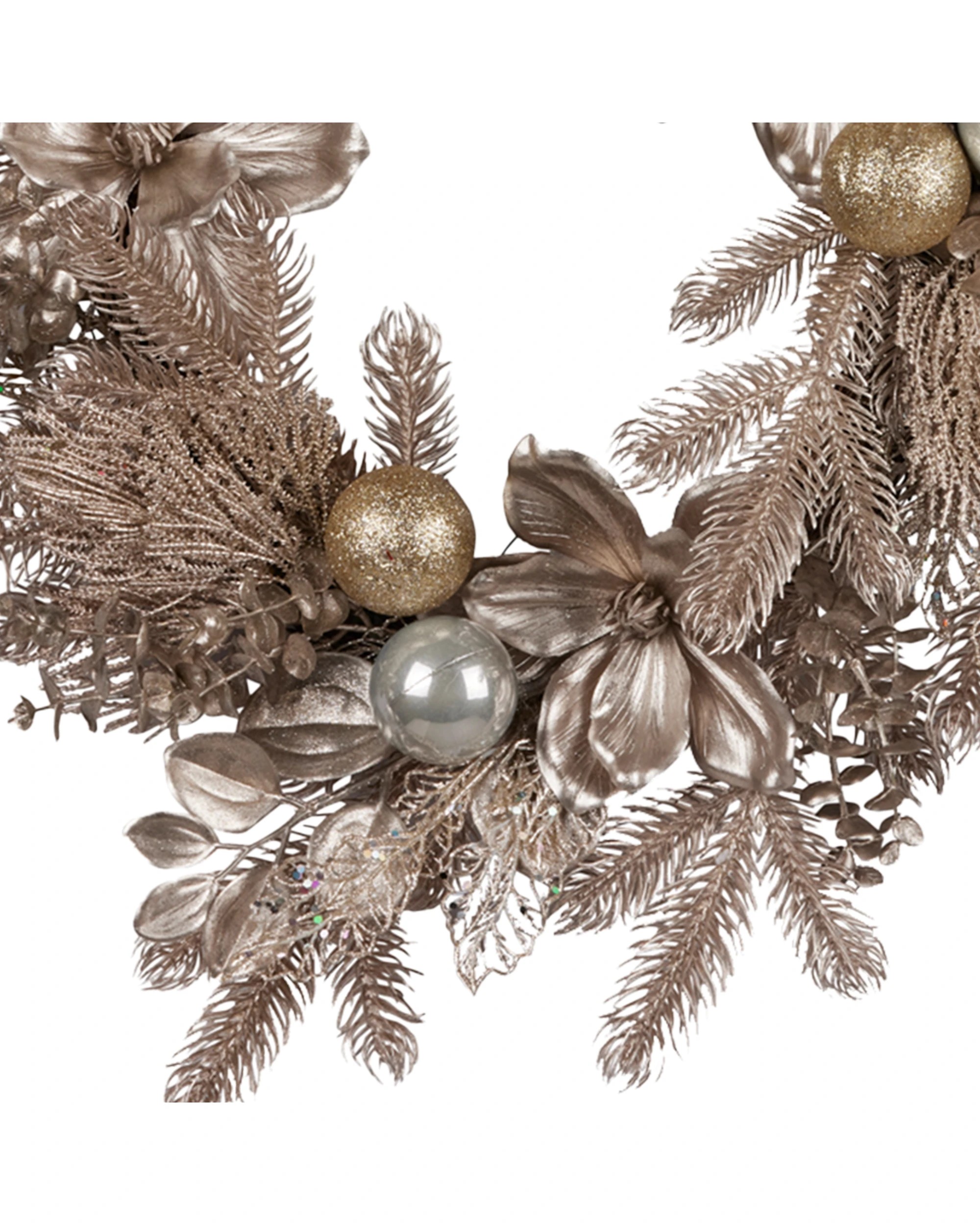 4 Christabelle Champagne Glitter Christmas Wreath - 61cm, 4 of 6