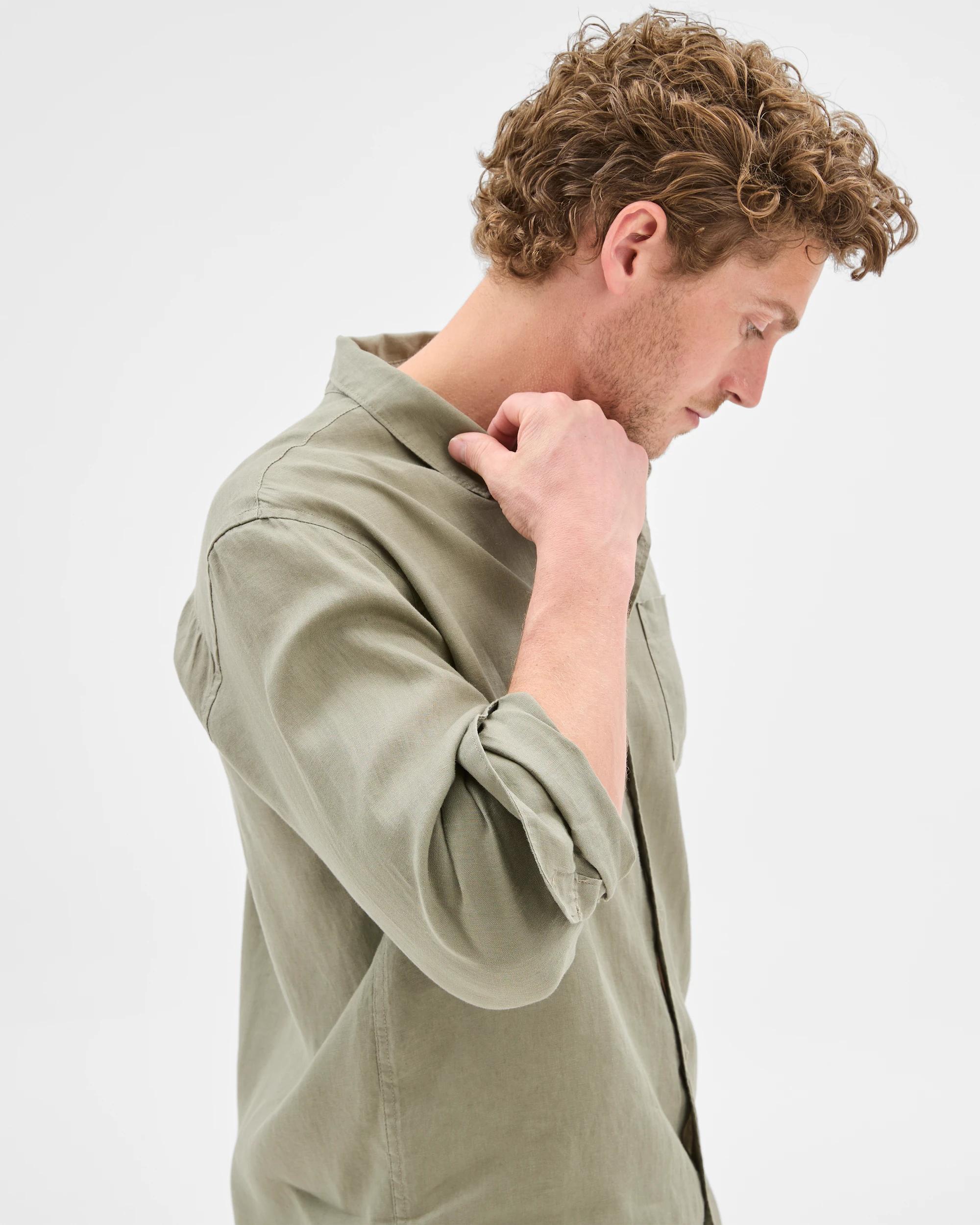 5 Target European Linen Long Sleeve Shirt KHAKI, 5 of 7