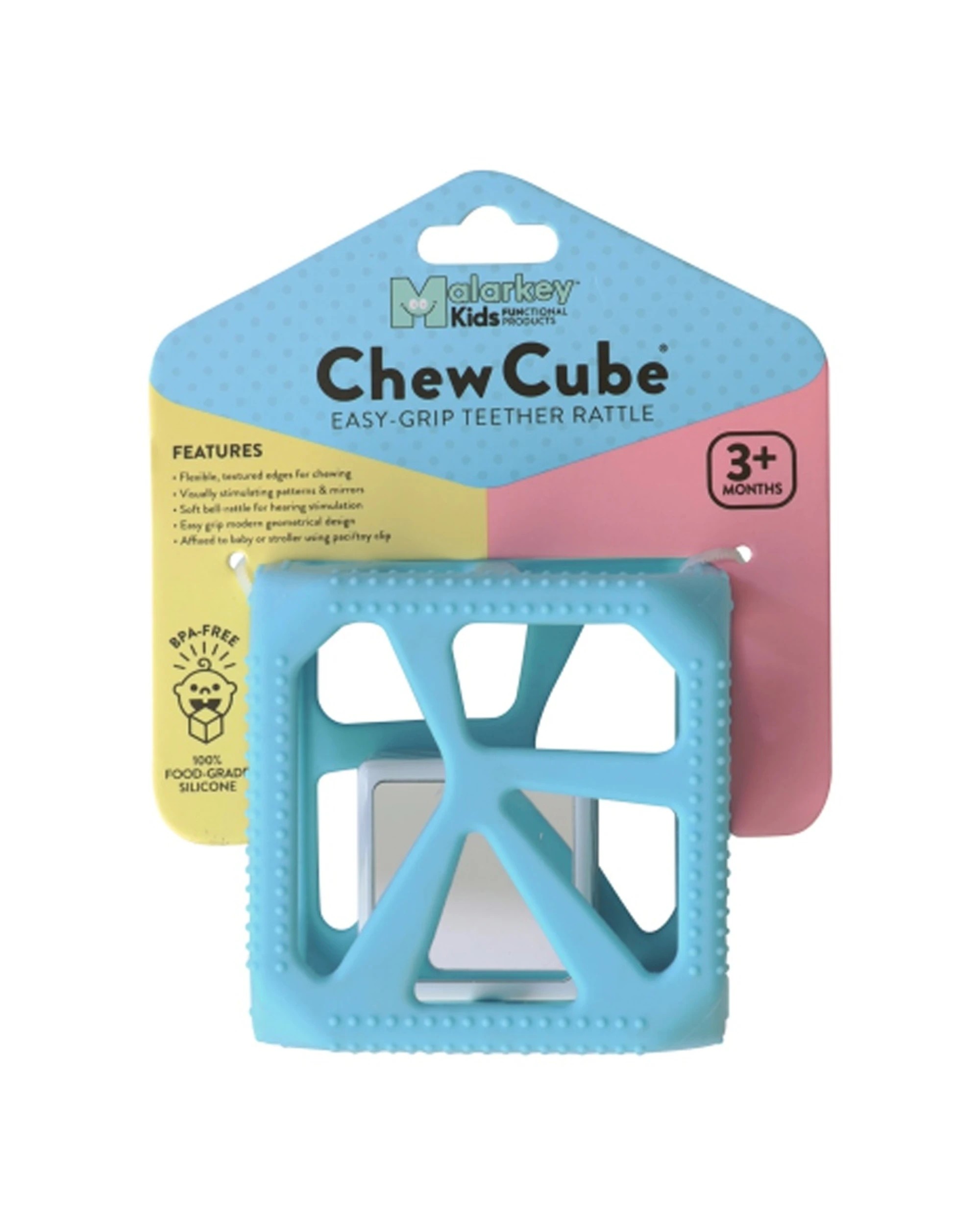 2 Malarkey Kids Chew Cube Easy-Grip Silicone Teether Rattle Baby Toy - Blue, 2 of 3