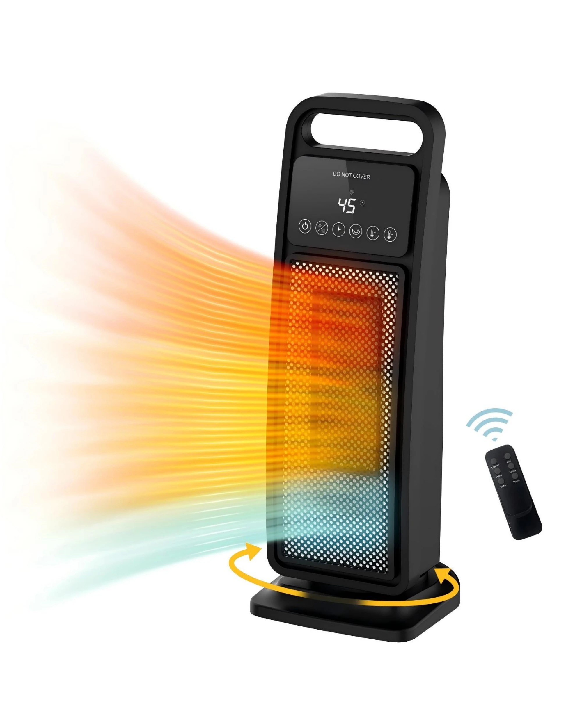 1 ADVWIN 2000W Portable Fan Heater Ceramic Heater, Black - Black, 1 of 7