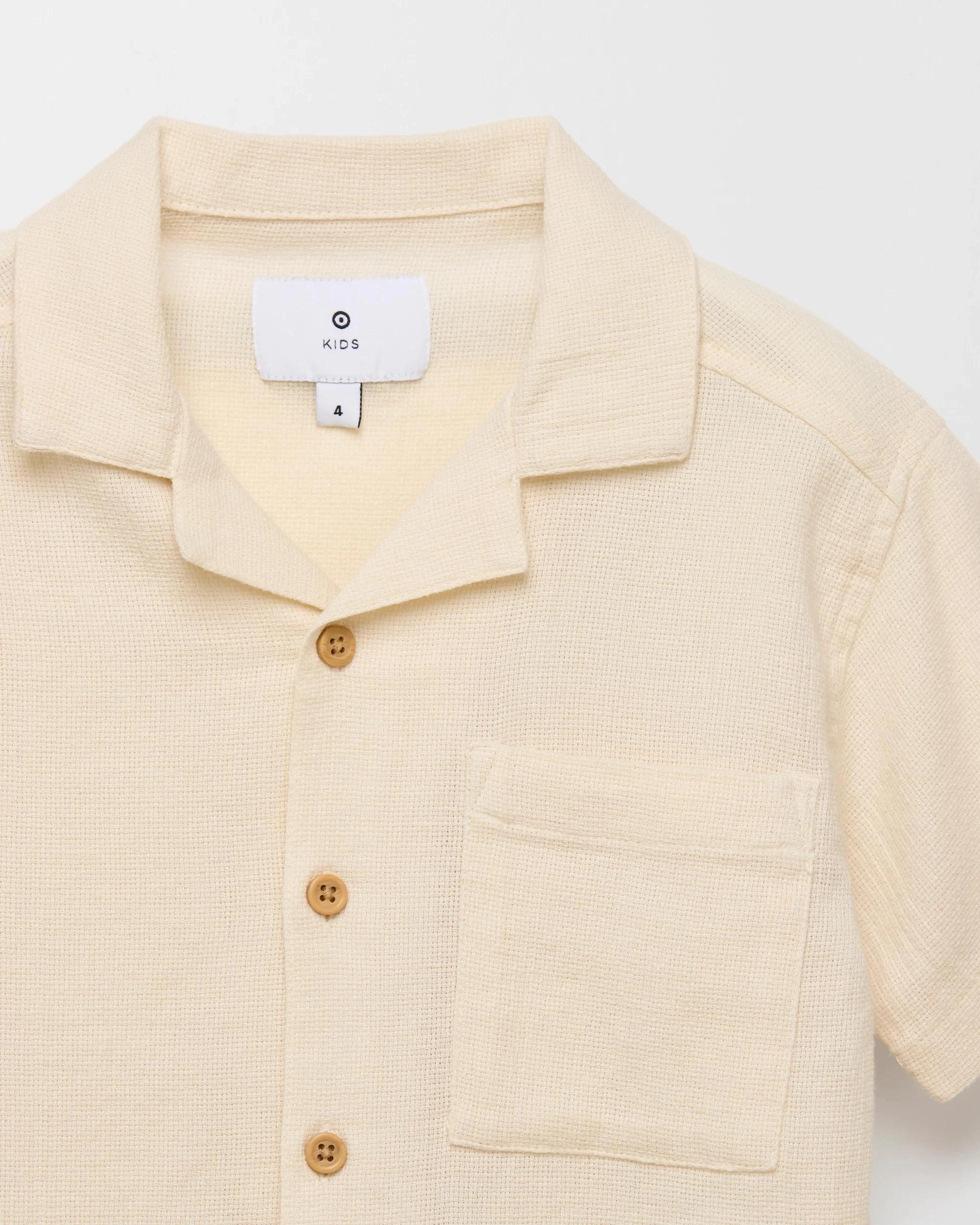 2 Target Short Sleeve Cotton Blend Textured Shirt CREAM, 2 of 2