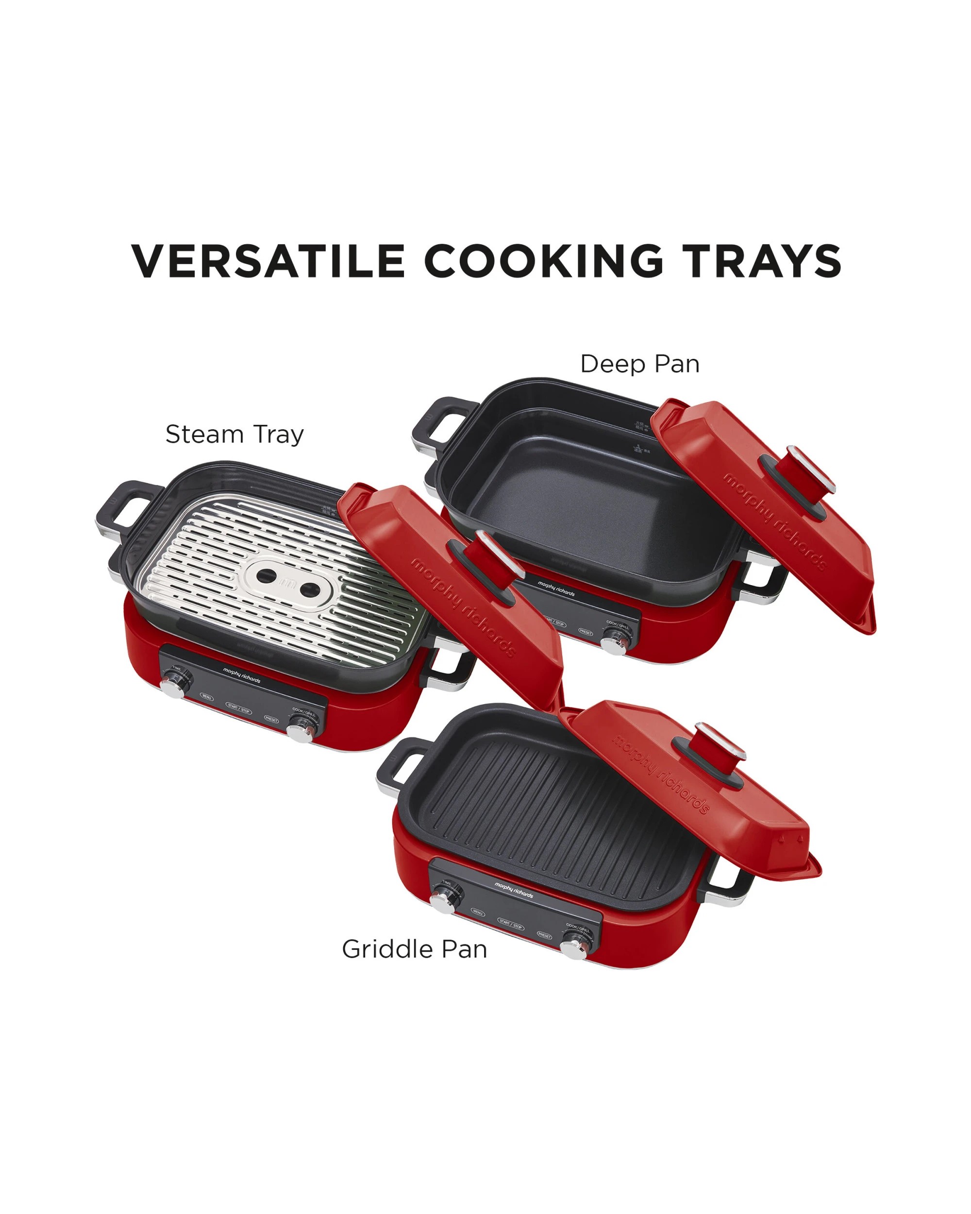 7 Morphy Richards 3l Non-stick Multifunction Electric Cooker Pan In Red, 7 of 8