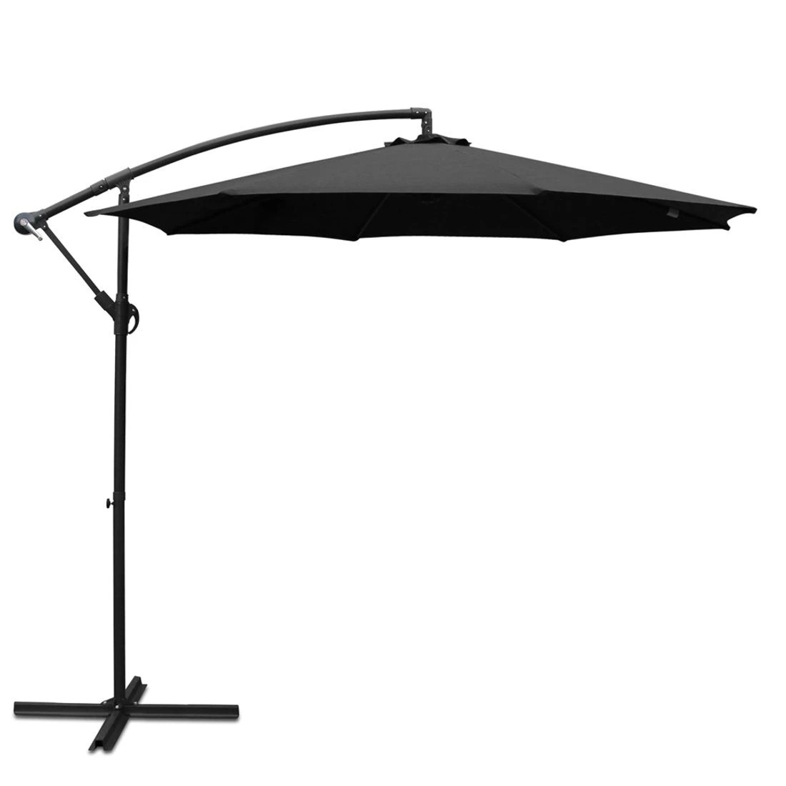 1 Instahut 3m Outdoor Umbrella Cantilever Beach Garden Patio - Black, 1 of 7