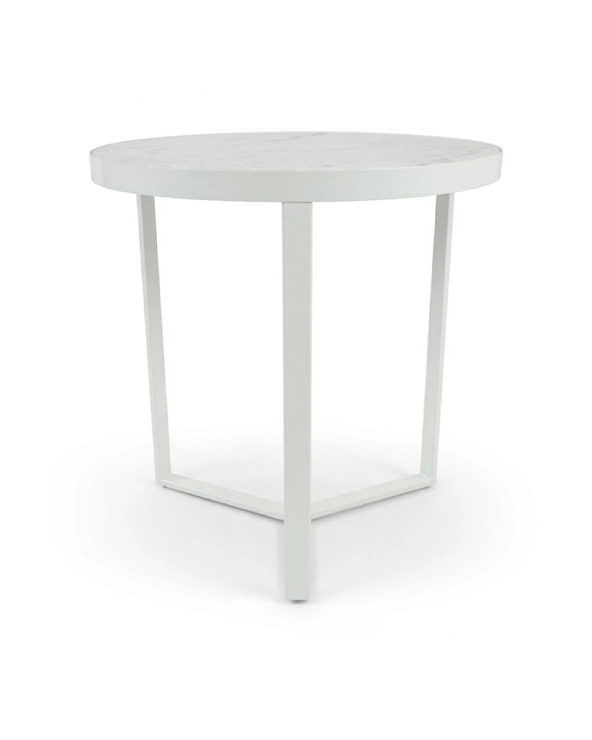 1 Codu Lume Side Table Metal Frame Marble Top 60x50x50cm - White, 1 of 9