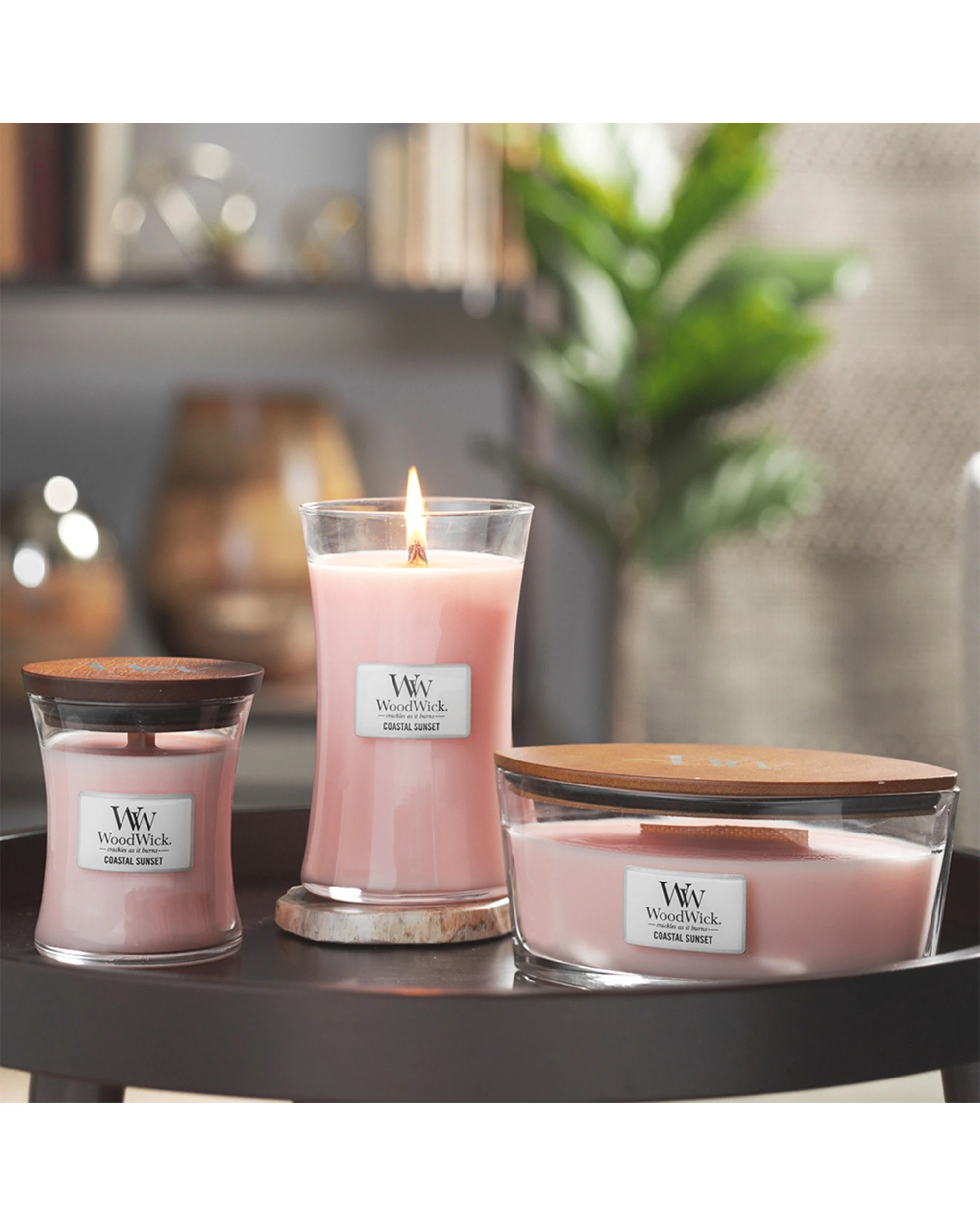 3 Woodwick Scented Soy Wax Candle Coastal Sunset Scented Home Fragrance Medium - Pink, 3 of 4