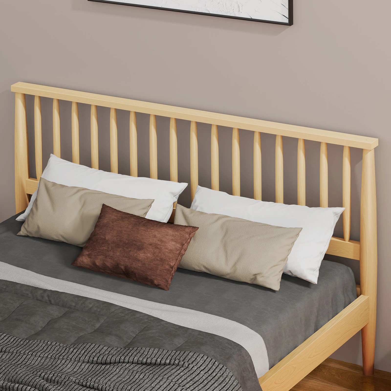 4 Alfordson Bed Frame Wooden Double Size Timber Base Foundation Caelus - Natural, 4 of 10