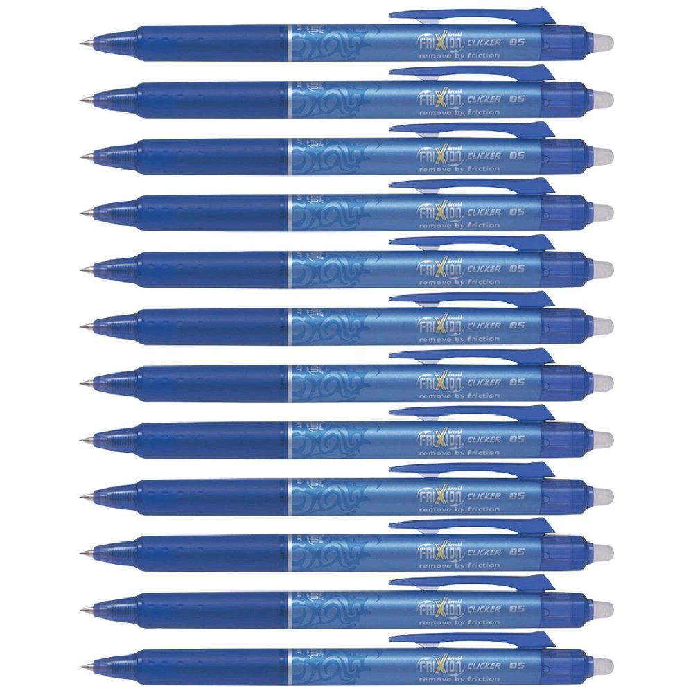 1 PILOT Frixion Clicker Erasable Gel Pen 0.5mm Blue 12 Pack, 1 of 2