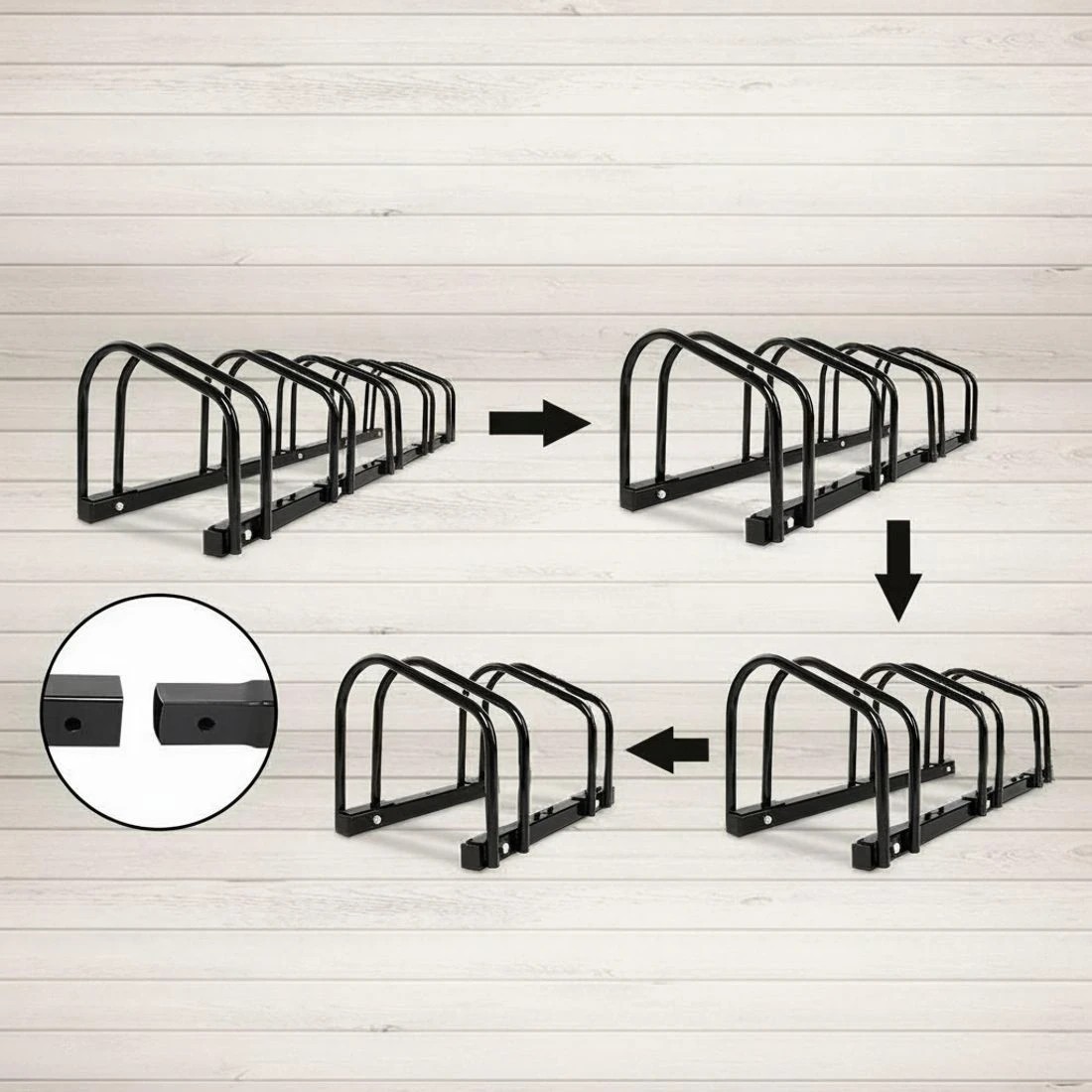 4 Weisshorn 5 Bike Stand Rack Bicycle Storage Floor Parking Holder Cycling - Black, 4 of 9