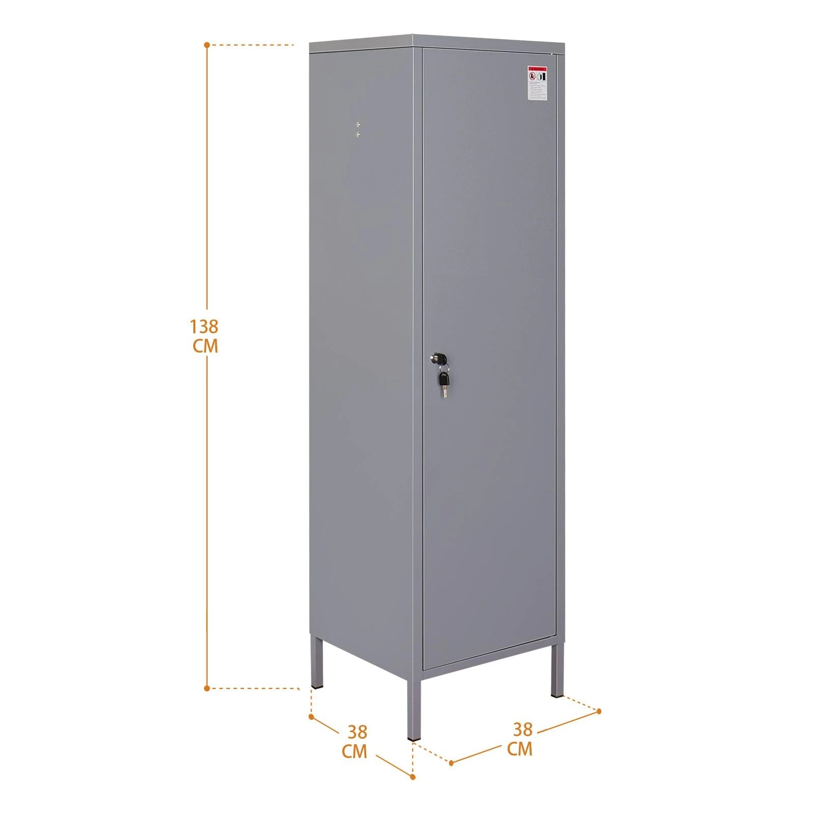 3 Ausway Industrial Metal Locker Cabinet 138cm Lockable Steel Storage Unit with Hanging Hooks, 3 of 7